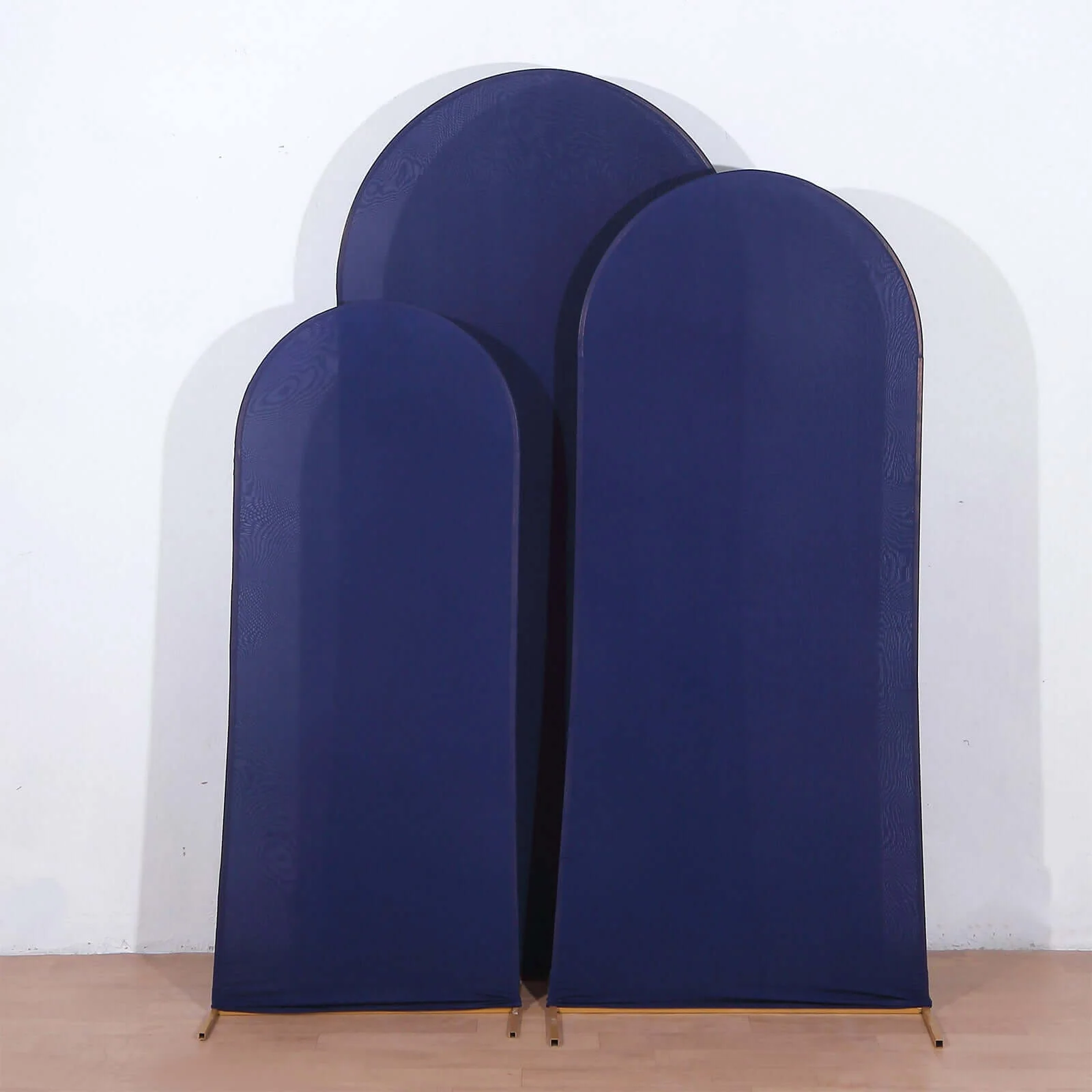 Set of 3 Matte Navy Blue Spandex Fitted Wedding Arch Covers For Round Top Chiara Backdrop Stands 5ft, 6ft, 7ft - Image 7