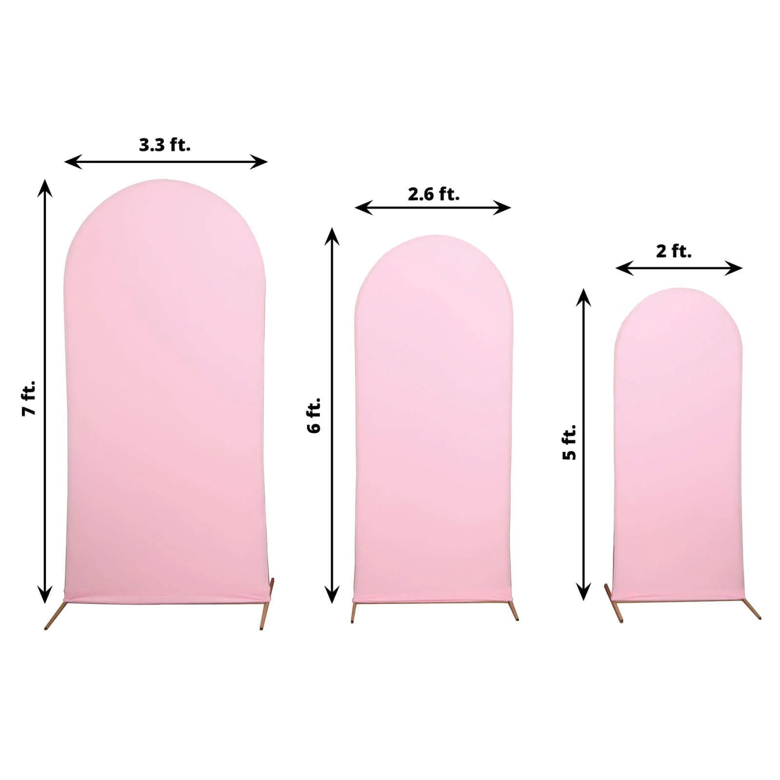 Set of 3 Matte Pink Spandex Fitted Wedding Arch Covers For Round Top Chiara Backdrop Stands 5ft, 6ft, 7ft - Image 3