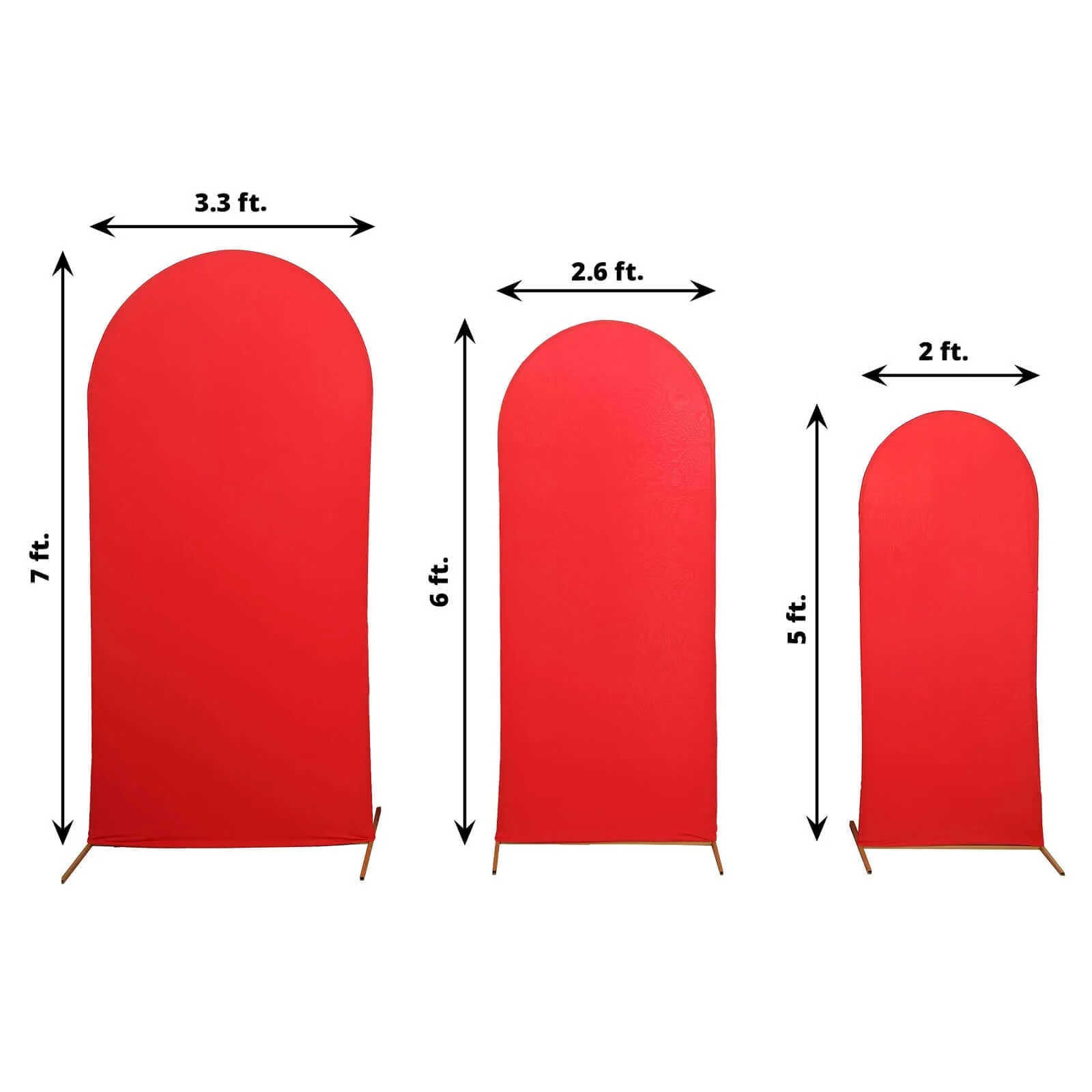 Set of 3 Matte Red Spandex Fitted Wedding Arch Covers For Round Top Chiara Backdrop Stands 5ft, 6ft, 7ft - Image 3