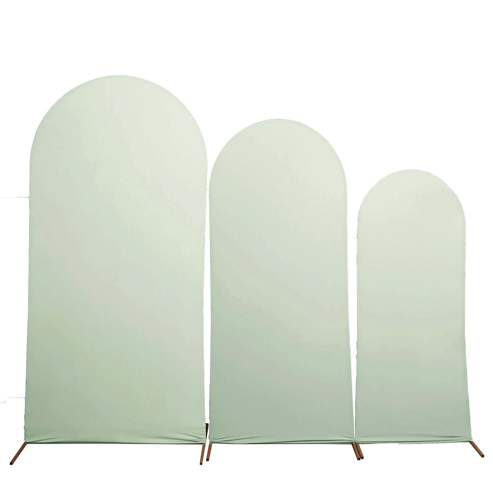 Set of 3 Matte Sage Green Spandex Fitted Wedding Arch Covers For Round Top Chiara Backdrop Stands 5ft, 6ft, 7ft - Image 6