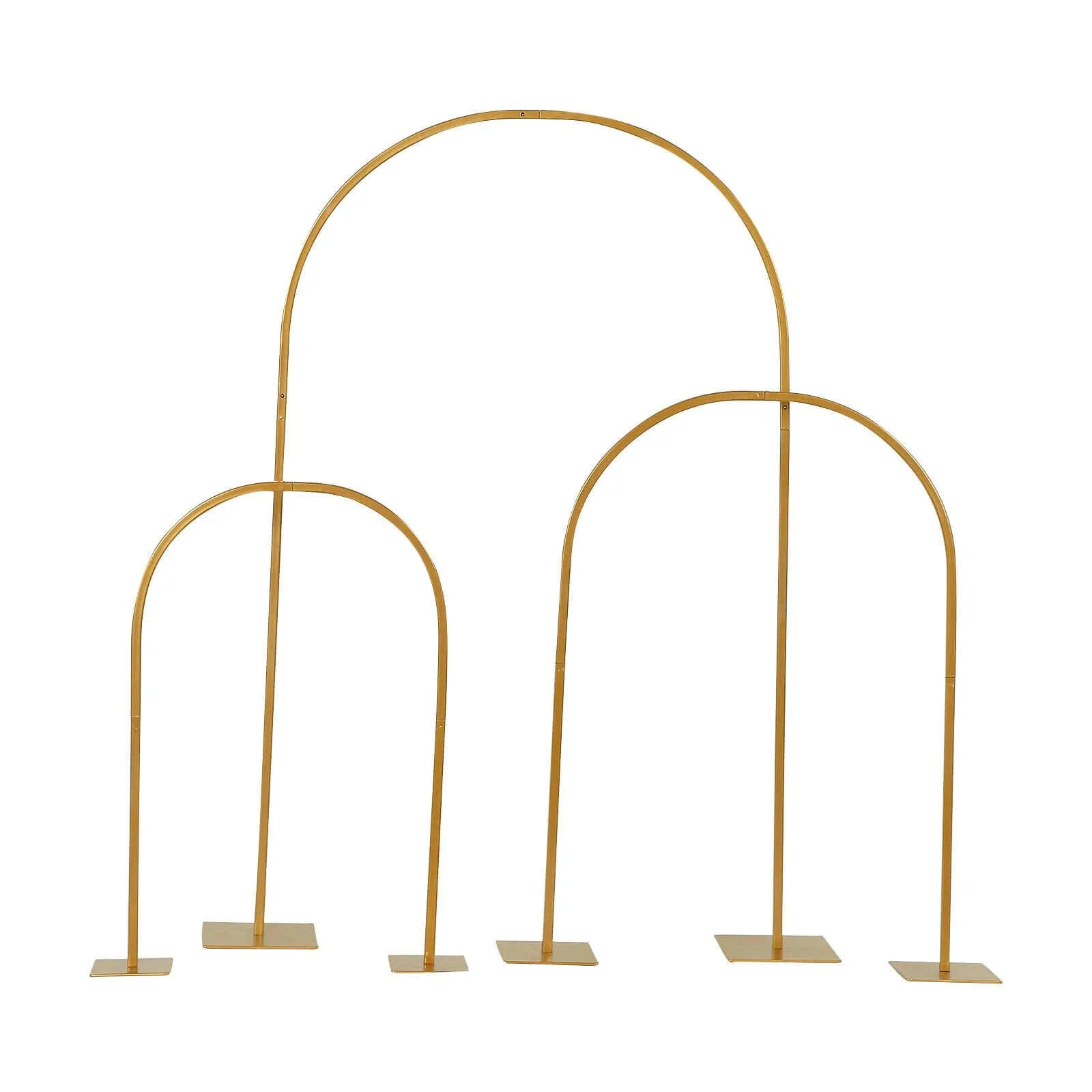 Set of 3 Metal Wedding Cake Chiara Arch Table Centerpieces Gold 20", 23", 35" - Flower Stand Frame with Detachable Base - Image 6