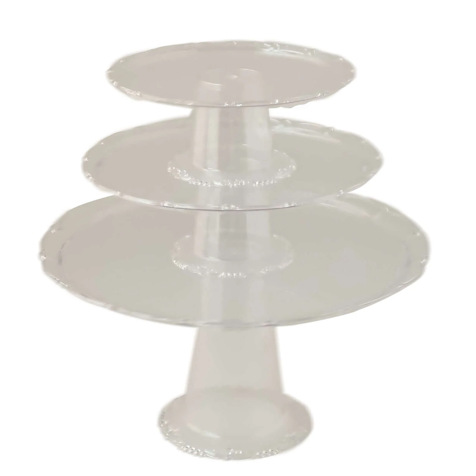 Set of 3 Plastic Round Pedestal Cake Stands 9", 11", 15" Clear with Scalloped Edges - Stackable Cupcake Dessert Holder Risers for Wedding Buffet & Catering Displays - Image 6