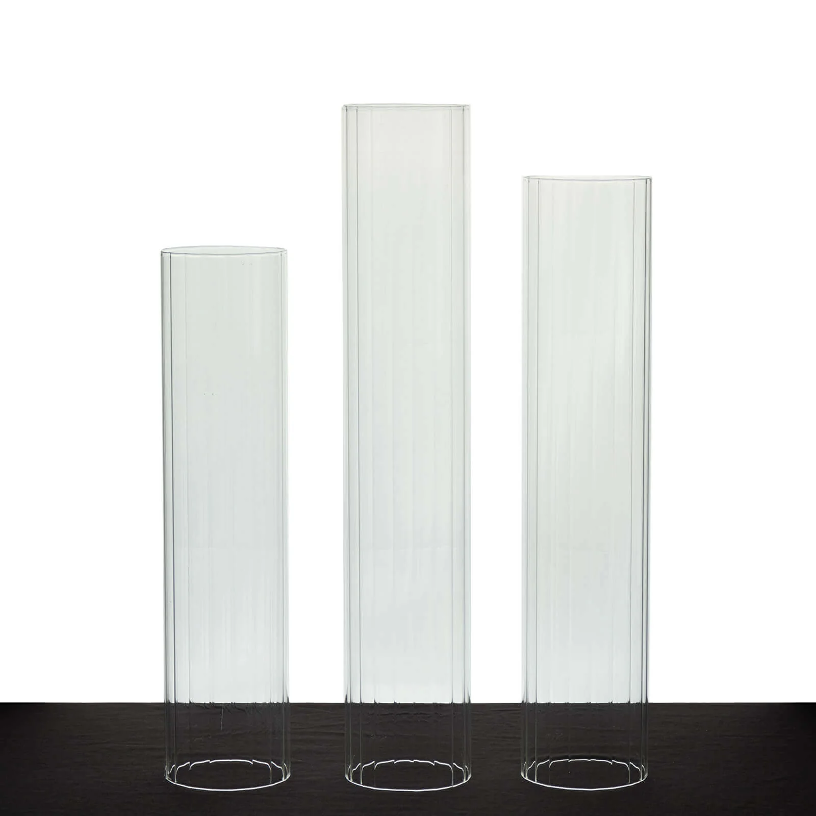 Set of 3 Ribbed Glass Candelabra Shades Hurricane Design 15", 17", 19" Clear - Chic Open End Pillar Candle Holder Table Centerpiece - Image 6
