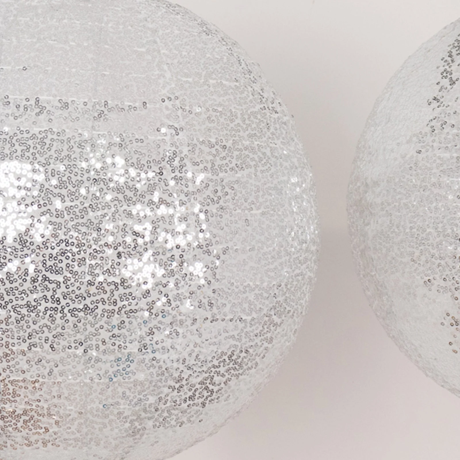 Set of 3 Shimmer Silver Sequin Fabric Hanging Lanterns, Large Decorative Round Foldable Chinese Lantern Lampshades - 14",16",20" - Image 3
