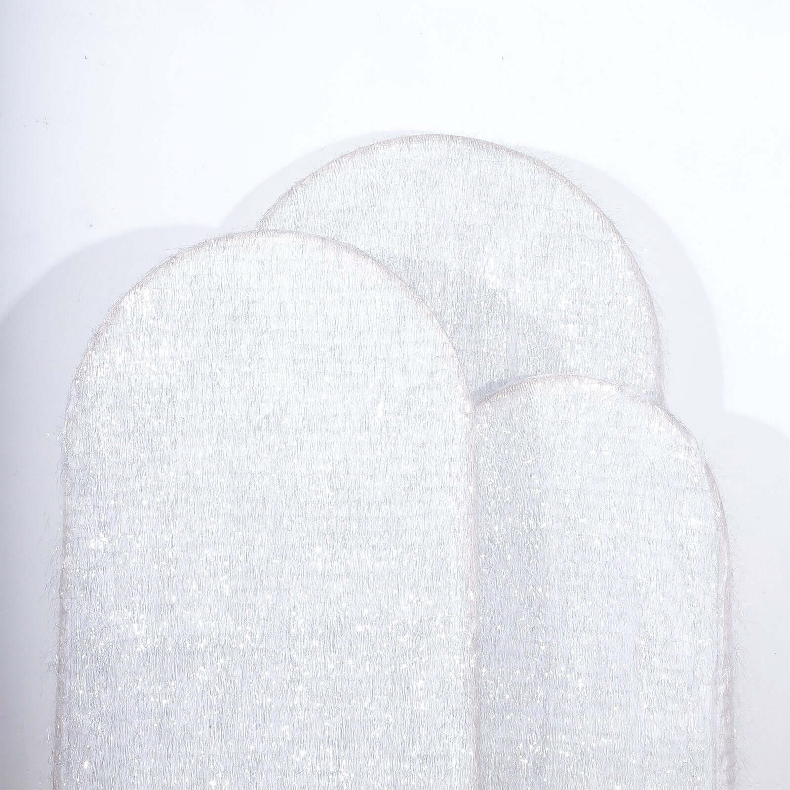 Set of 3 Silver Metallic Fringe Chiara Backdrop Stand Covers, Fitted Covers For Round Top Wedding Arches 5ft, 6ft, 7ft - Image 8