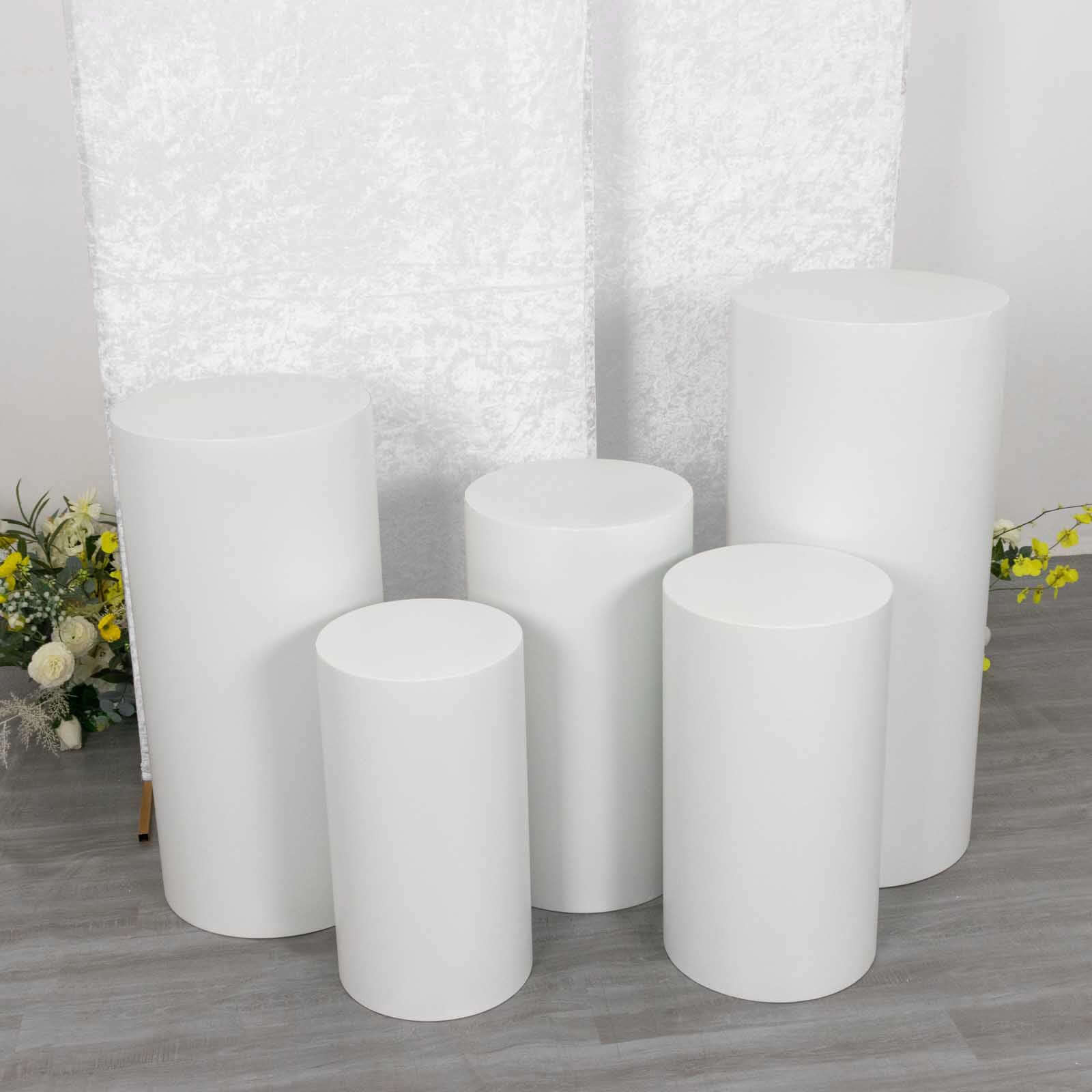 Set of 3 White Crushed Velvet Chiara Wedding Arch Covers For Round Top Backdrop Stands 5ft, 6ft, 7ft - Image 17