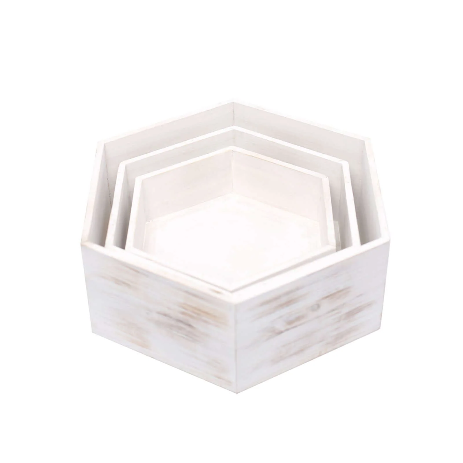 Set of 3 Wooden Dessert Display Boxes 9", 11", 13" Whitewashed Hexagonal Design - Stackable Riser Cake Stand - Image 8