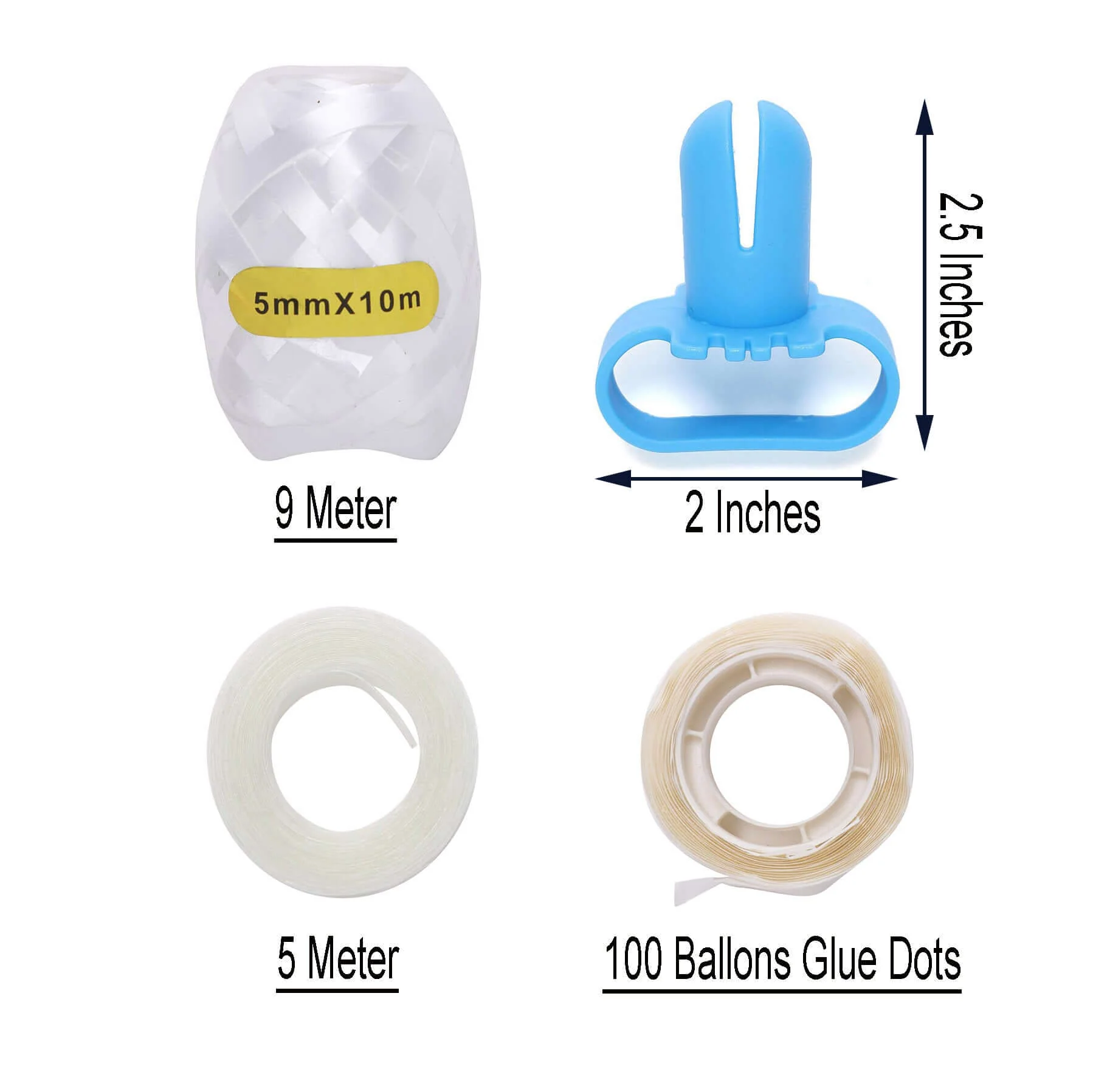 Set of 4 Balloon Arch Kit - Decorating Strips, Balloon Tie Tool, Glue Dots and Curling Ribbon for Party Decorations - Image 3