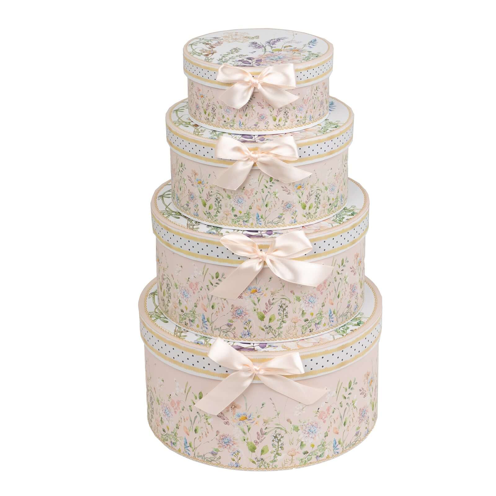 Set of 4 Cardstock Round Nesting Gift Boxes With Lids 5",7",8",9" - Image 9