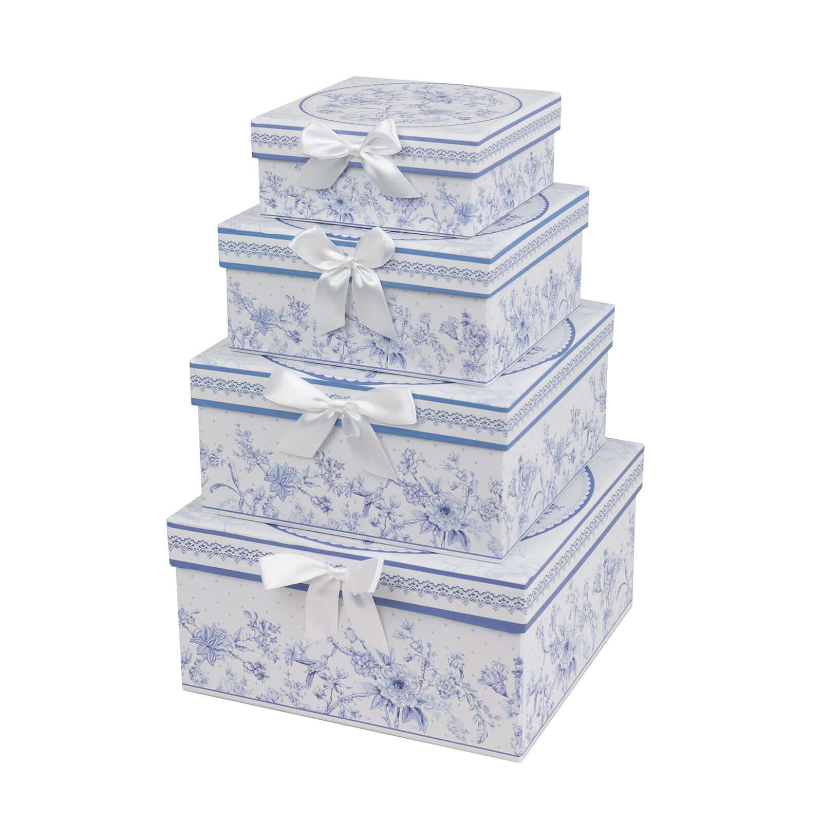 Set of 4 Cardstock Square Nesting Gift Boxes With Lids 6",7",8",9" - Image 14