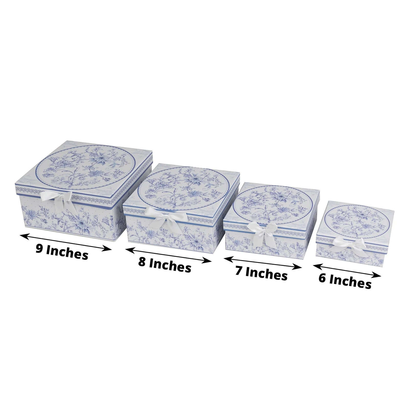 Set of 4 Cardstock Square Nesting Gift Boxes With Lids 6",7",8",9" - Image 3
