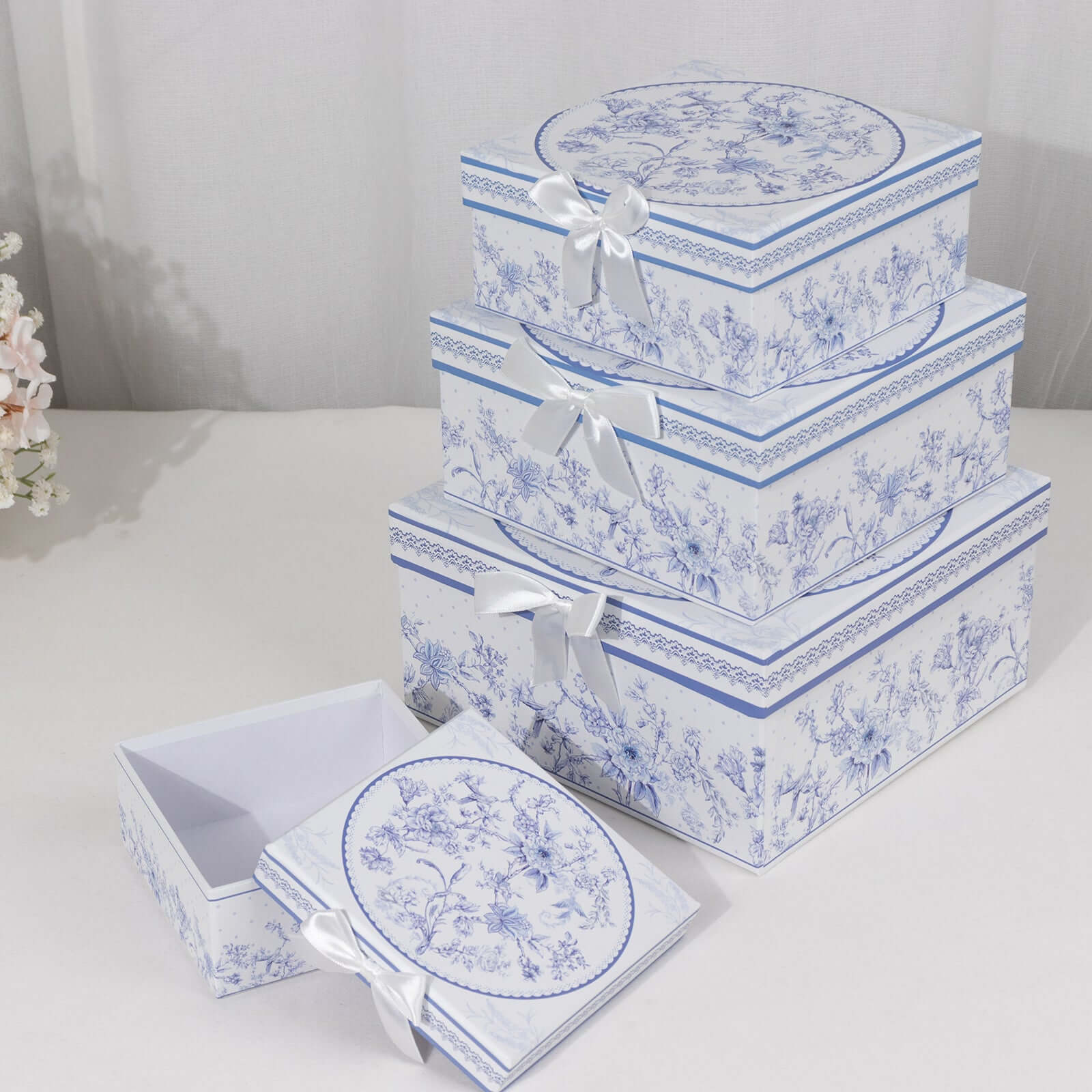 Set of 4 Cardstock Square Nesting Gift Boxes With Lids 6",7",8",9" - Image 4