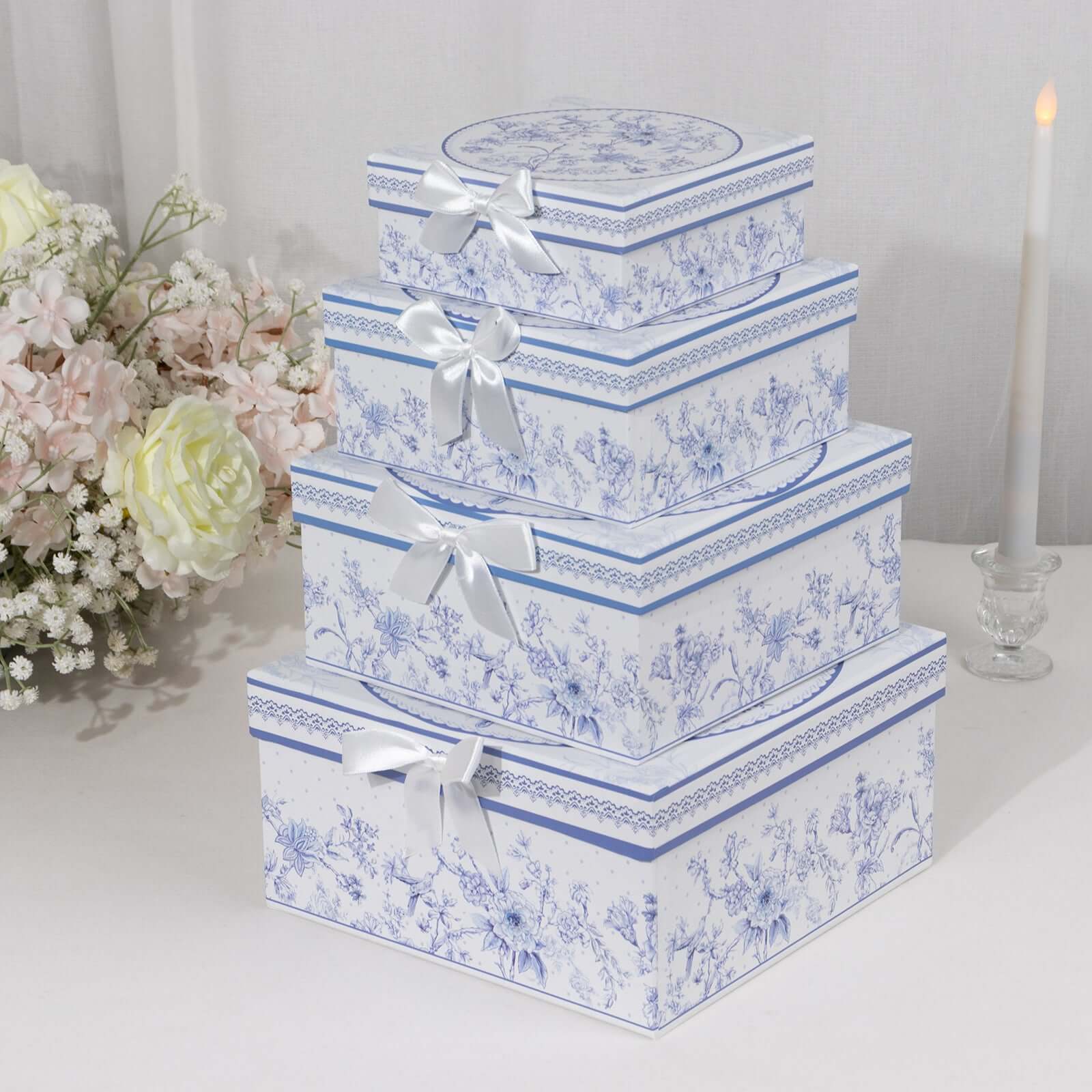 Set of 4 Cardstock Square Nesting Gift Boxes With Lids 6",7",8",9" - Image 5