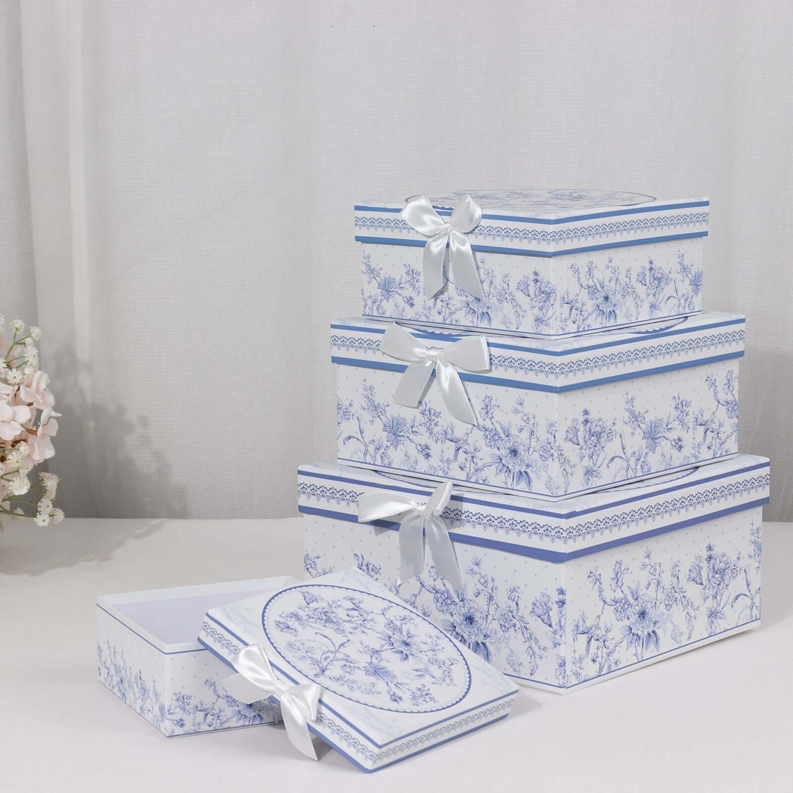 Set of 4 Cardstock Square Nesting Gift Boxes With Lids 6",7",8",9" - Image 6