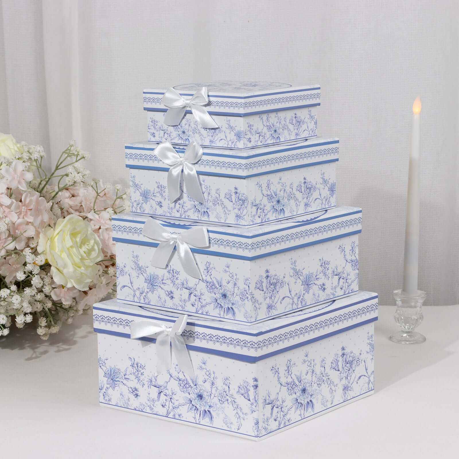 Set of 4 Cardstock Square Nesting Gift Boxes With Lids 6",7",8",9" - Image 9