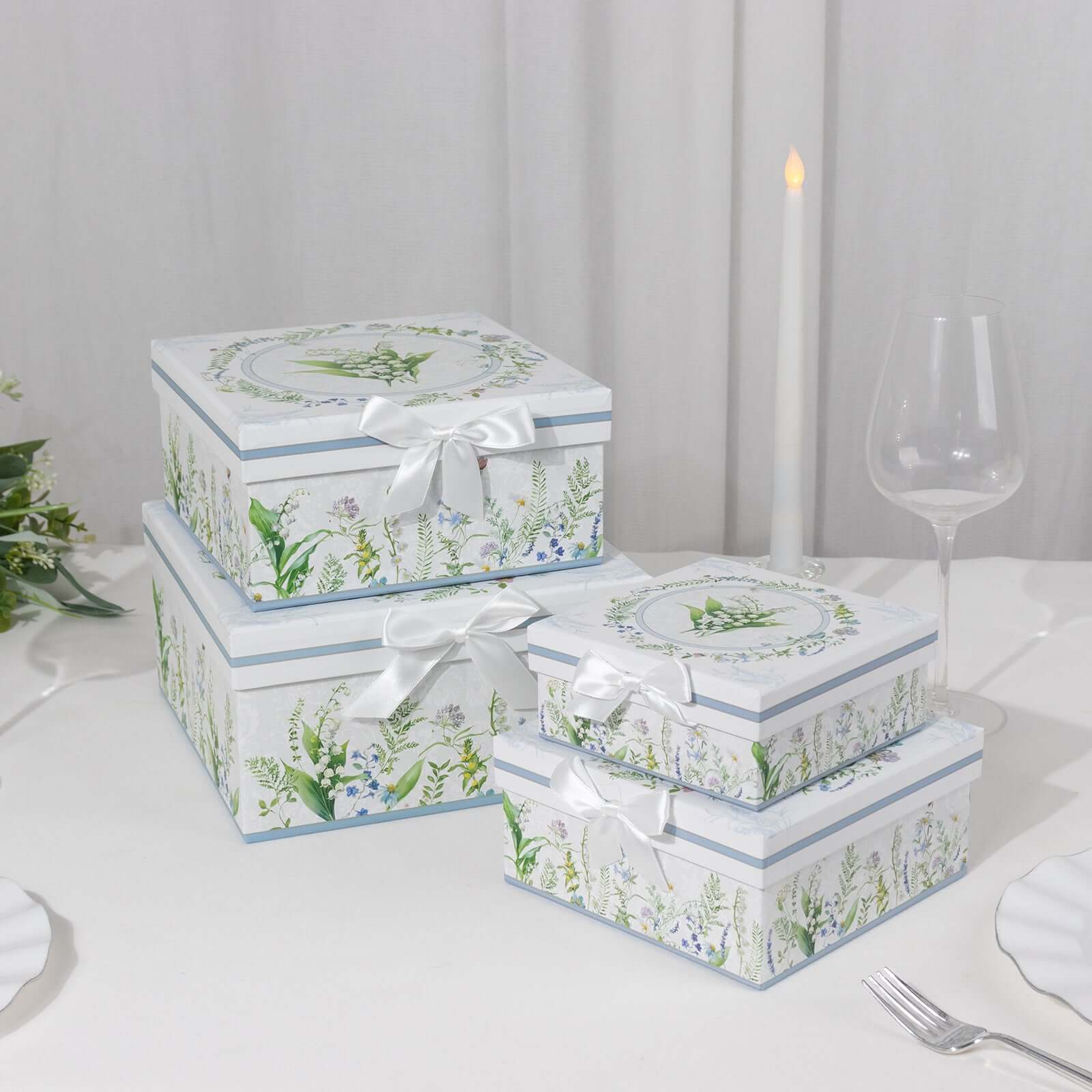 Set of 4 Cardstock Square Nesting Gift Boxes With Lids 6",7",8",9" - Image 10