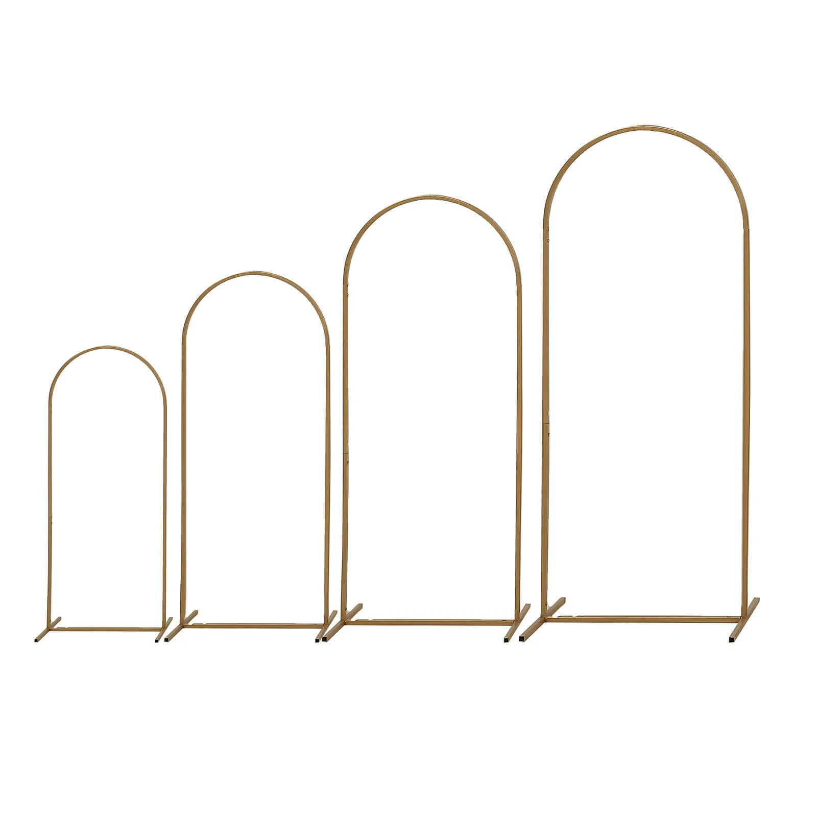 Set of 4 Gold Metal Wedding Arch Chiara Backdrop Stand Floral Display Frame With Round Top - Image 6