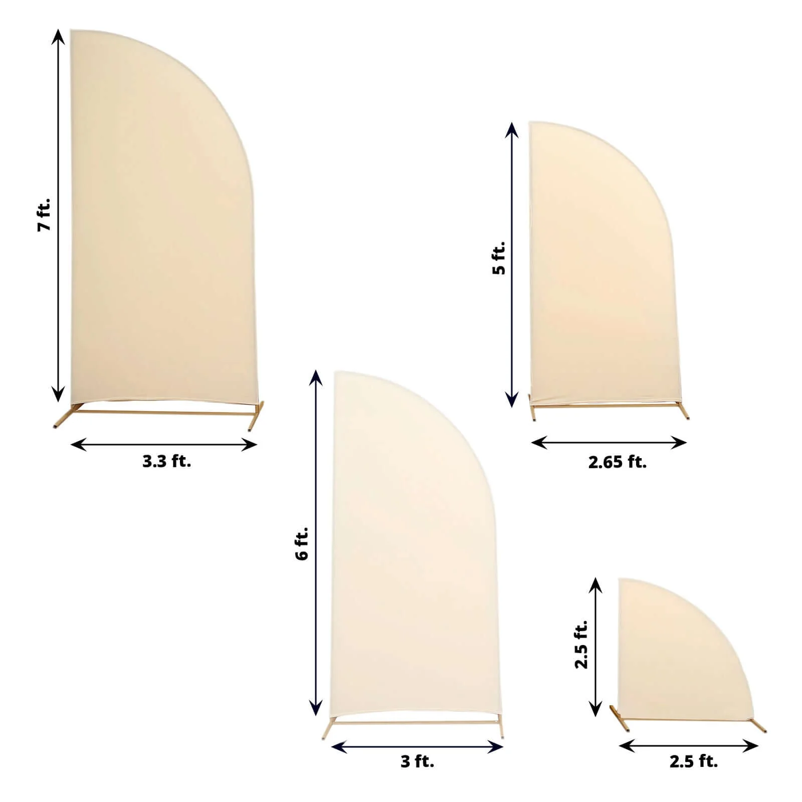 Set of 4 Matte Beige Fitted Spandex Half Moon Wedding Arch Covers, Custom Fit Chiara Backdrop Stand Covers 2.5ft,5ft,6ft,7ft - Image 3