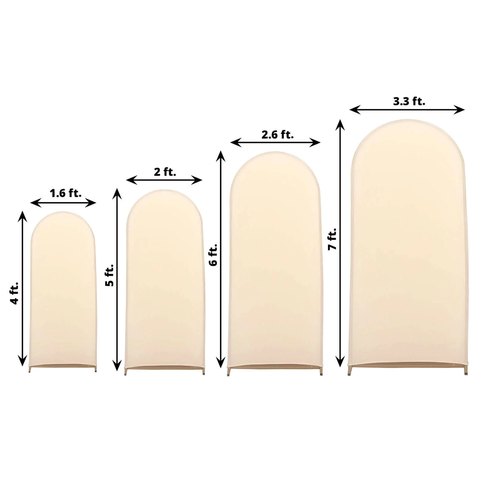 Set of 4 Matte Beige Spandex Fitted Wedding Arch Covers For Round Top Chiara Backdrop Stands 4ft,5ft,6ft,7ft - Image 3