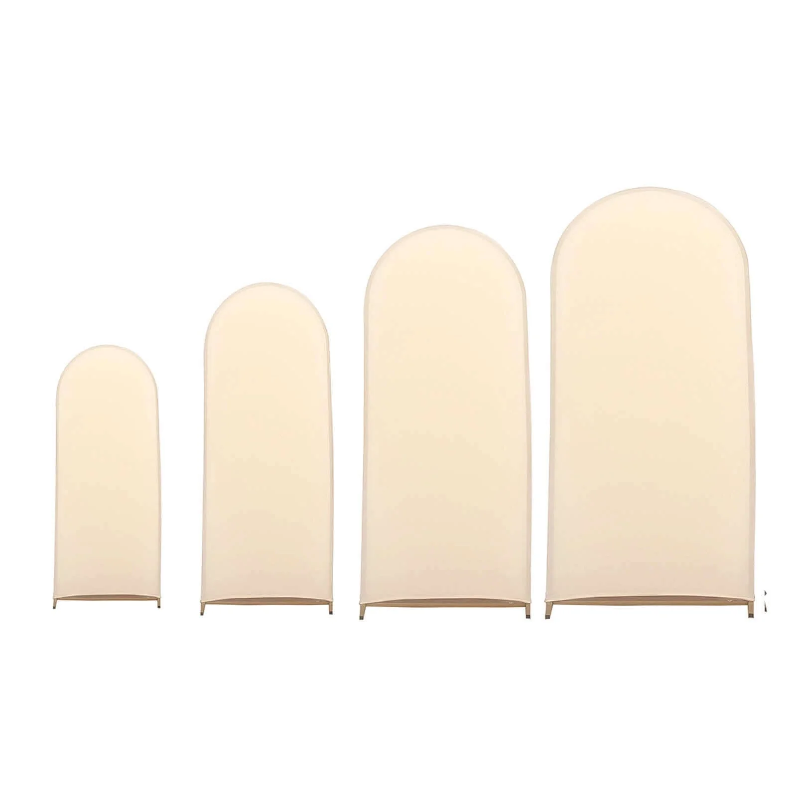 Set of 4 Matte Beige Spandex Fitted Wedding Arch Covers For Round Top Chiara Backdrop Stands 4ft,5ft,6ft,7ft - Image 6