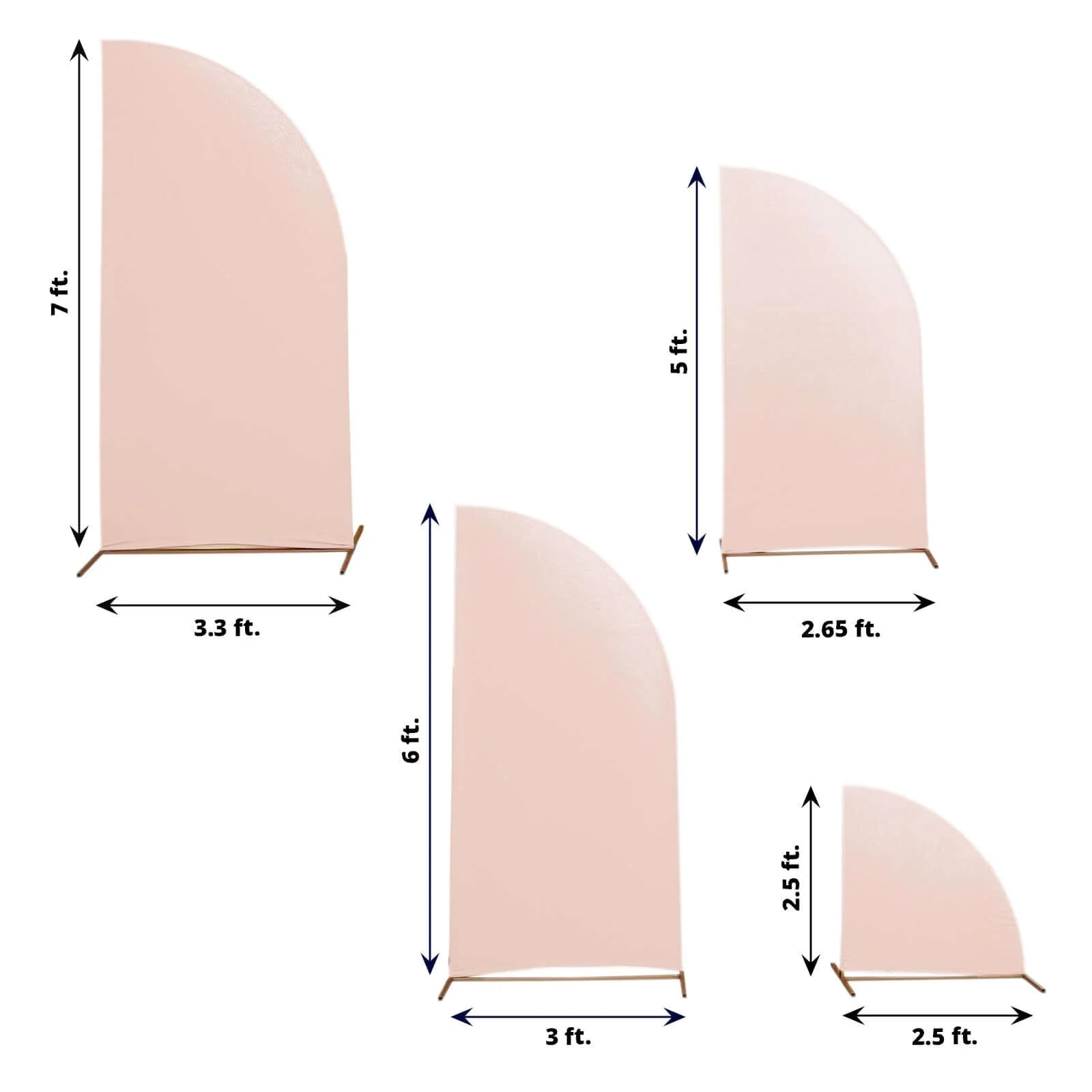 Set of 4 Matte Blush Fitted Spandex Half Moon Wedding Arch Covers, Custom Fit Chiara Backdrop Stand Covers 2.5ft,5ft,6ft,7ft - Image 2