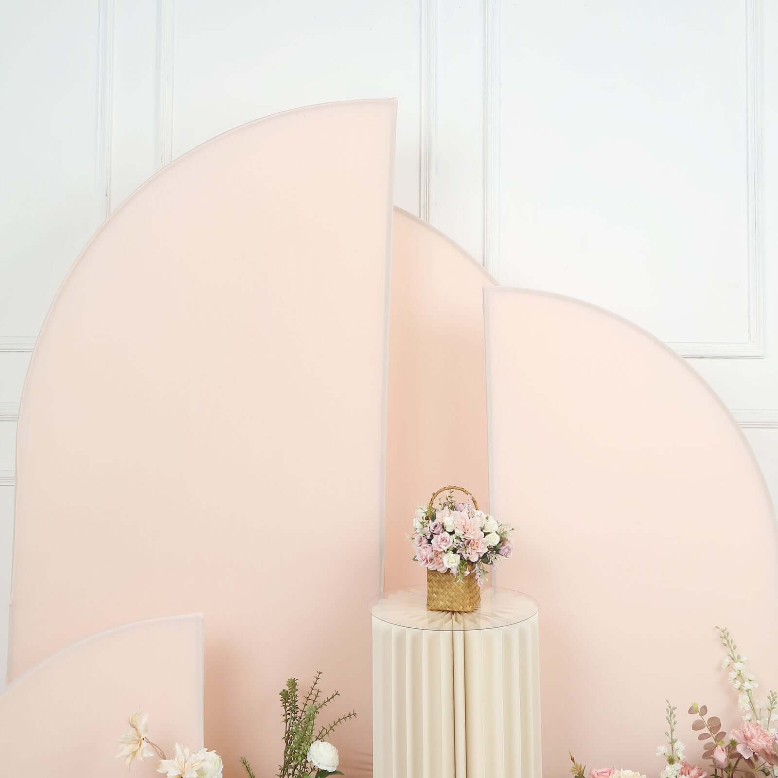 Set of 4 Matte Blush Fitted Spandex Half Moon Wedding Arch Covers, Custom Fit Chiara Backdrop Stand Covers 2.5ft,5ft,6ft,7ft - Image 7