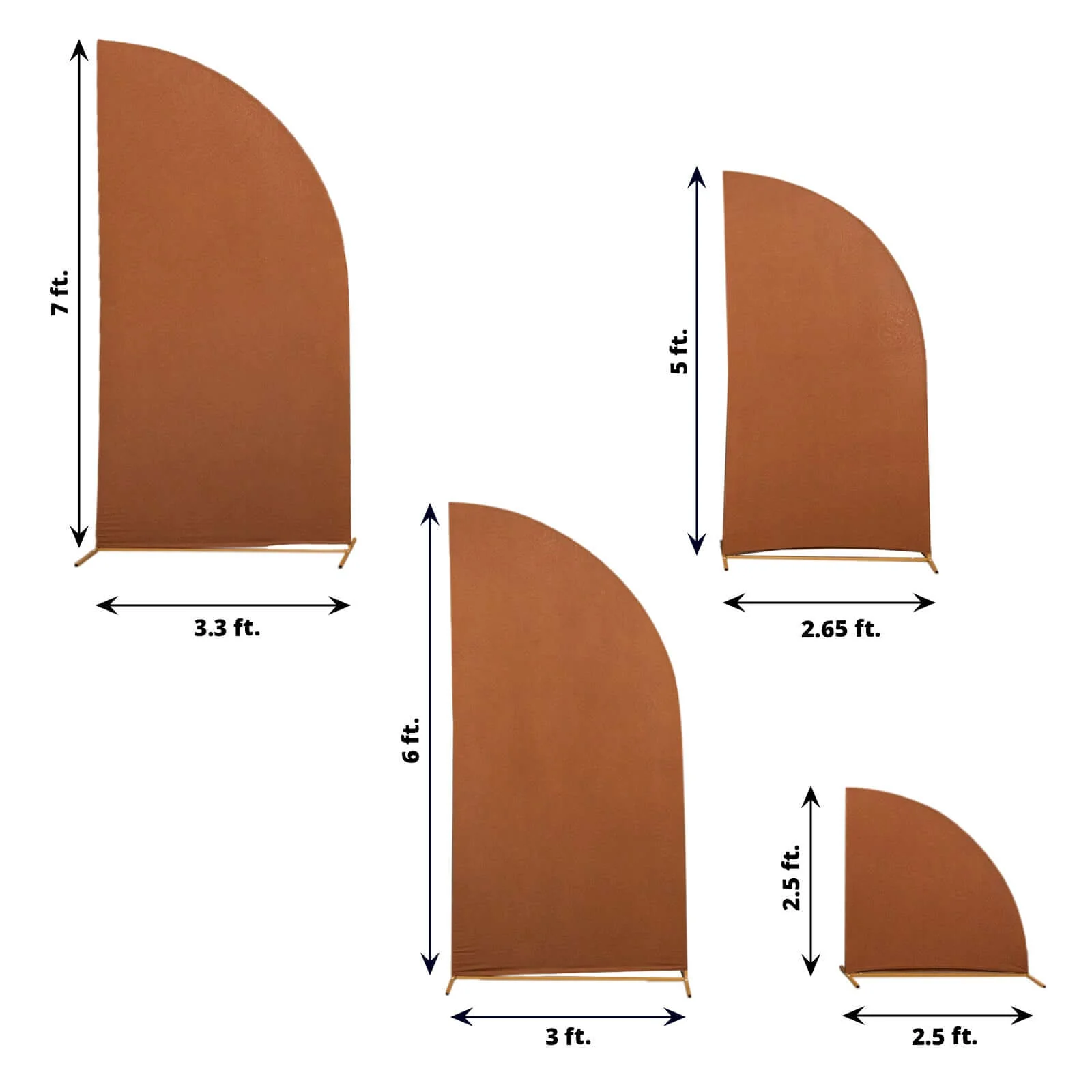 Set of 4 Matte Cinnamon Brown Fitted Spandex Half Moon Wedding Arch Covers, Custom Fit Chiara Backdrop Stand Covers 2.5ft,5ft,6ft,7ft - Image 3