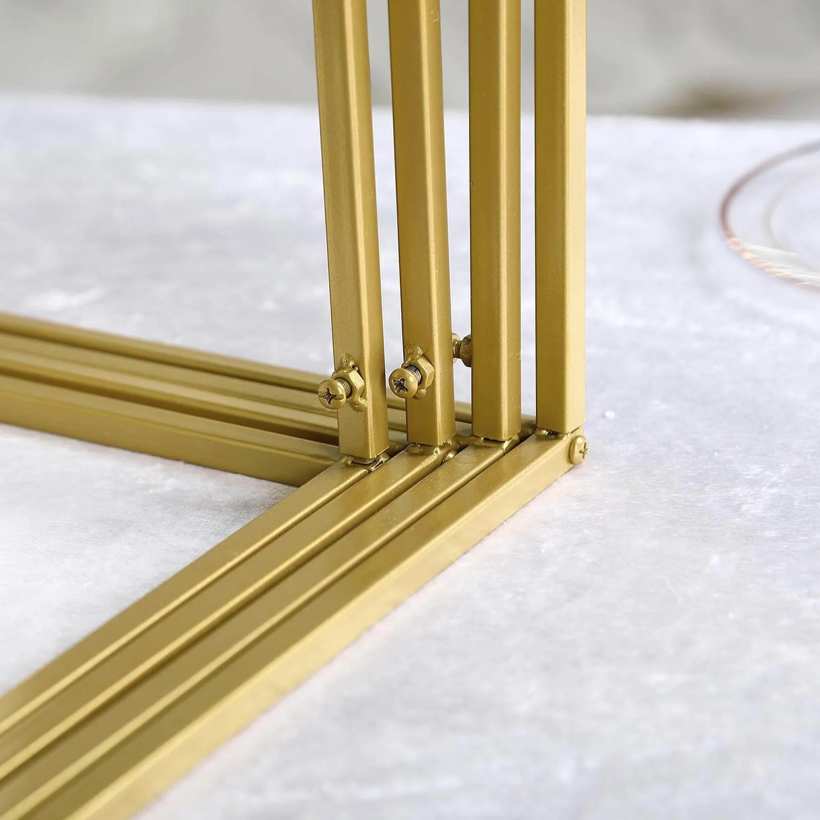 Set of 4 Matte Gold Metal Flower Stands 16"/24"/32"/40" Frame Wedding Column Centerpieces - Durable Display - Image 7