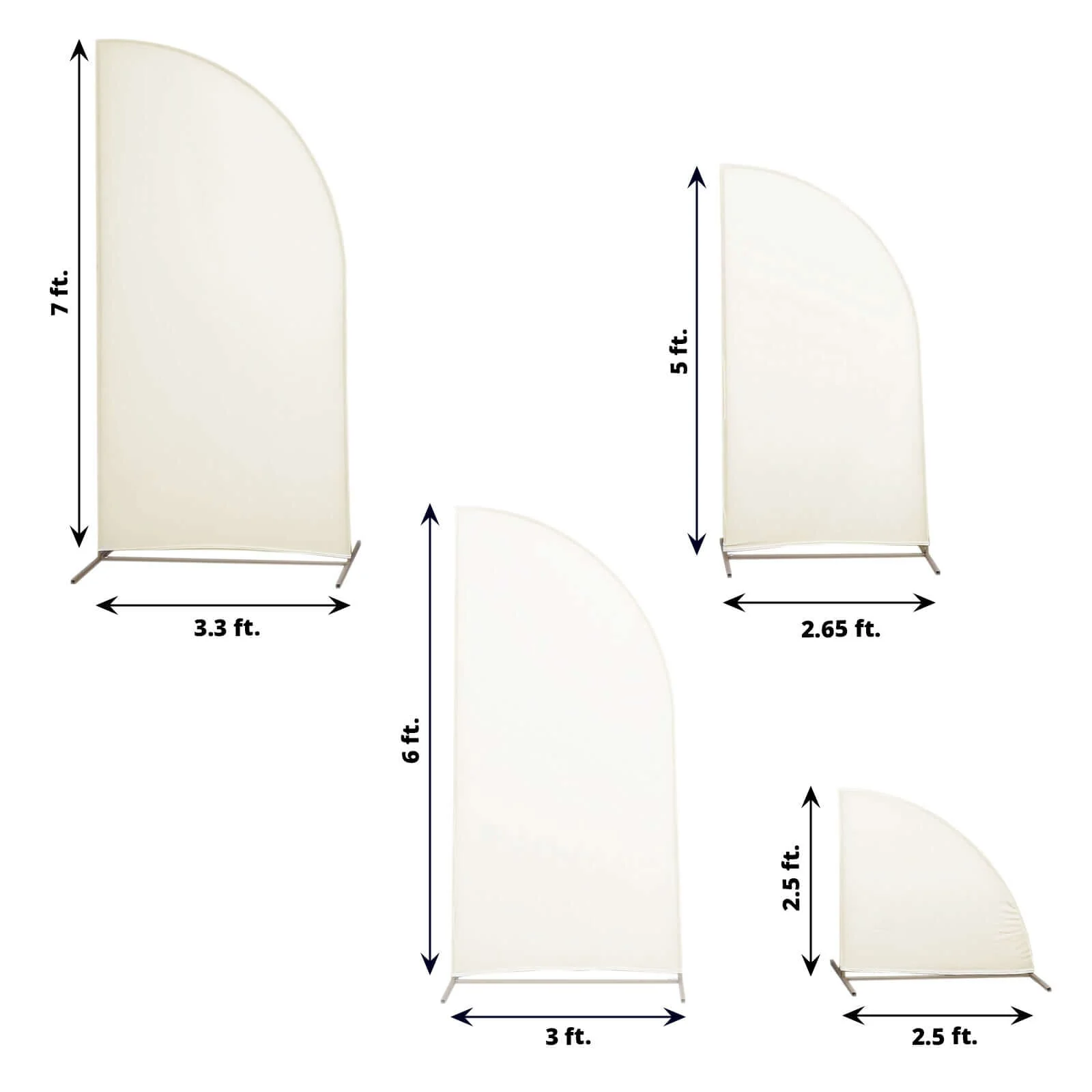 Set of 4 Matte Ivory Fitted Spandex Half Moon Wedding Arch Covers, Custom Fit Chiara Backdrop Stand Covers 2.5ft,5ft,6ft,7ft - Image 3