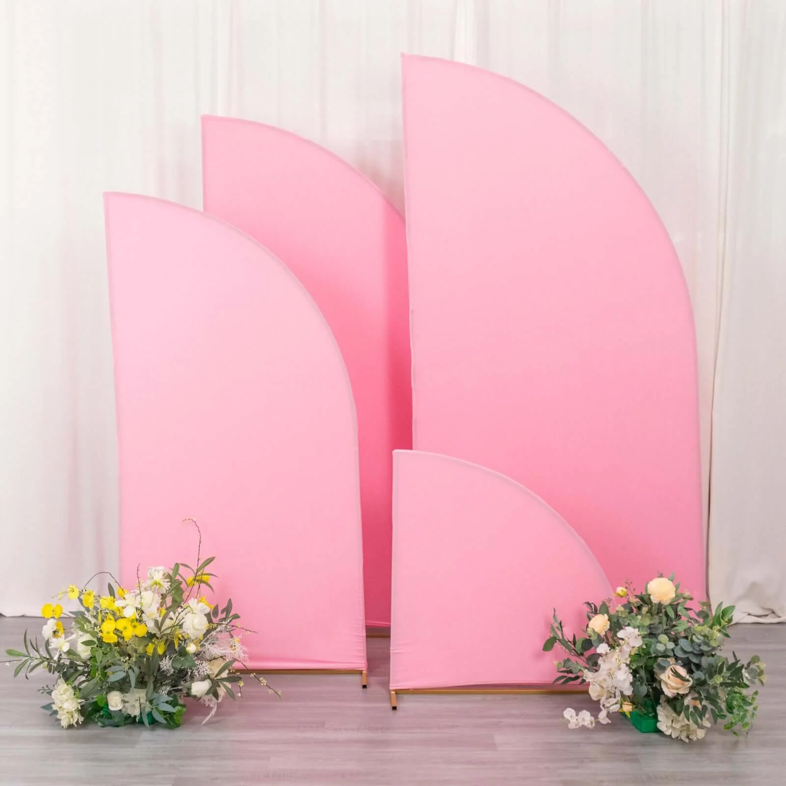 Set of 4 Matte Pink Fitted Spandex Half Moon Wedding Arch Covers, Custom Fit Chiara Backdrop Stand Covers 2.5ft,5ft,6ft,7ft - Image 8
