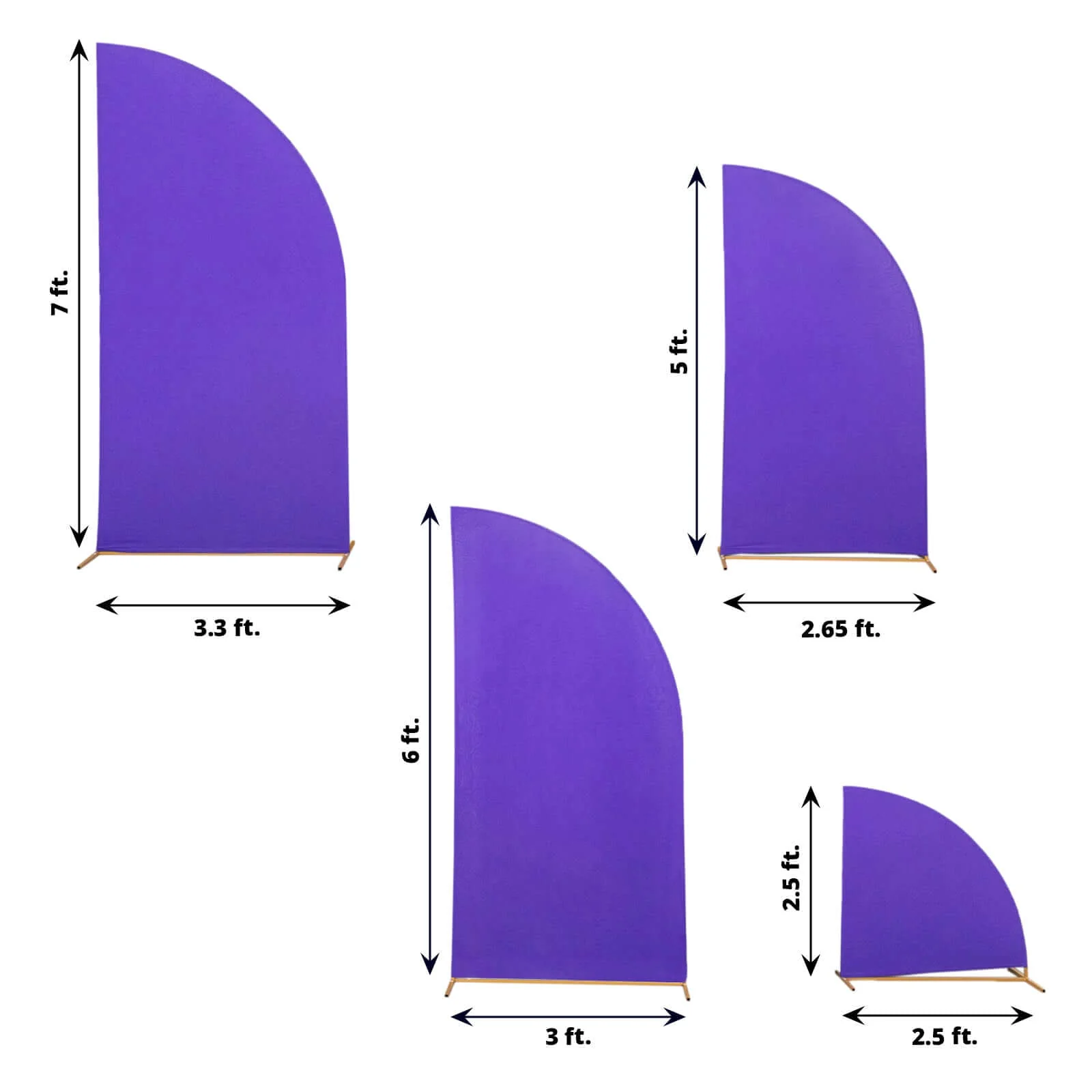Set of 4 Matte Purple Fitted Spandex Half Moon Wedding Arch Covers, Custom Fit Chiara Backdrop Stand Covers 2.5ft,5ft,6ft,7ft - Image 3