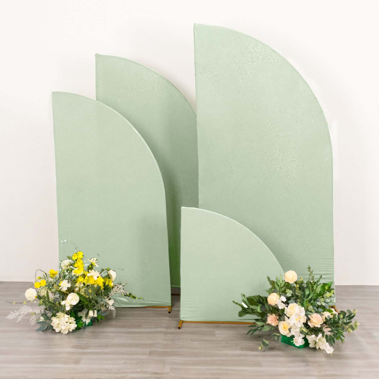 Set of 4 Matte Sage Green Fitted Spandex Half Moon Wedding Arch Covers, Custom Fit Chiara Backdrop Stand Covers 2.5ft,5ft,6ft,7ft - Image 6