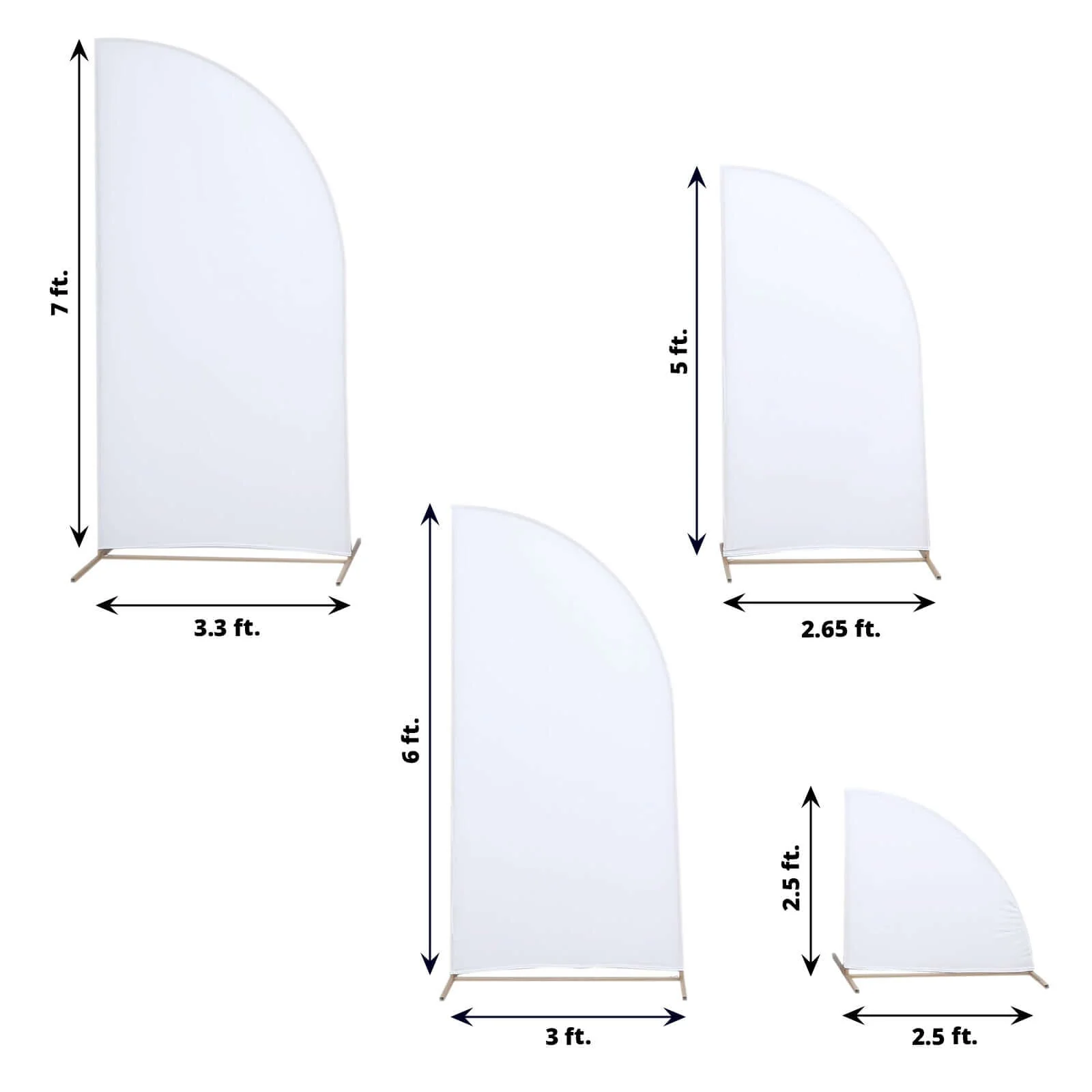 Set of 4 Matte White Fitted Spandex Half Moon Wedding Arch Covers, Custom Fit Chiara Backdrop Stand Covers 2.5ft,5ft,6ft,7ft - Image 2