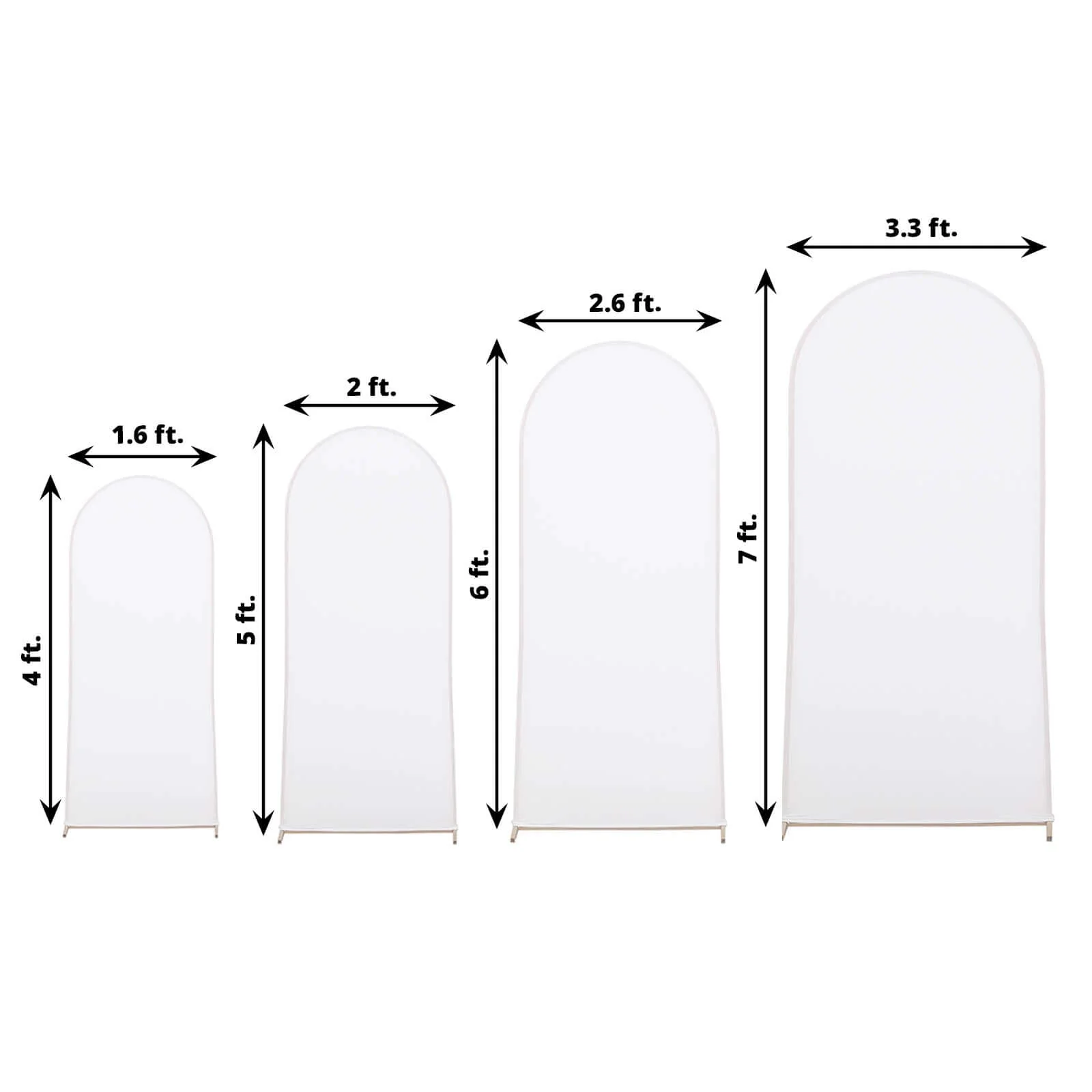 Set of 4 Matte White Spandex Fitted Wedding Arch Covers For Round Top Chiara Backdrop Stands 4ft,5ft,6ft,7ft - Image 3