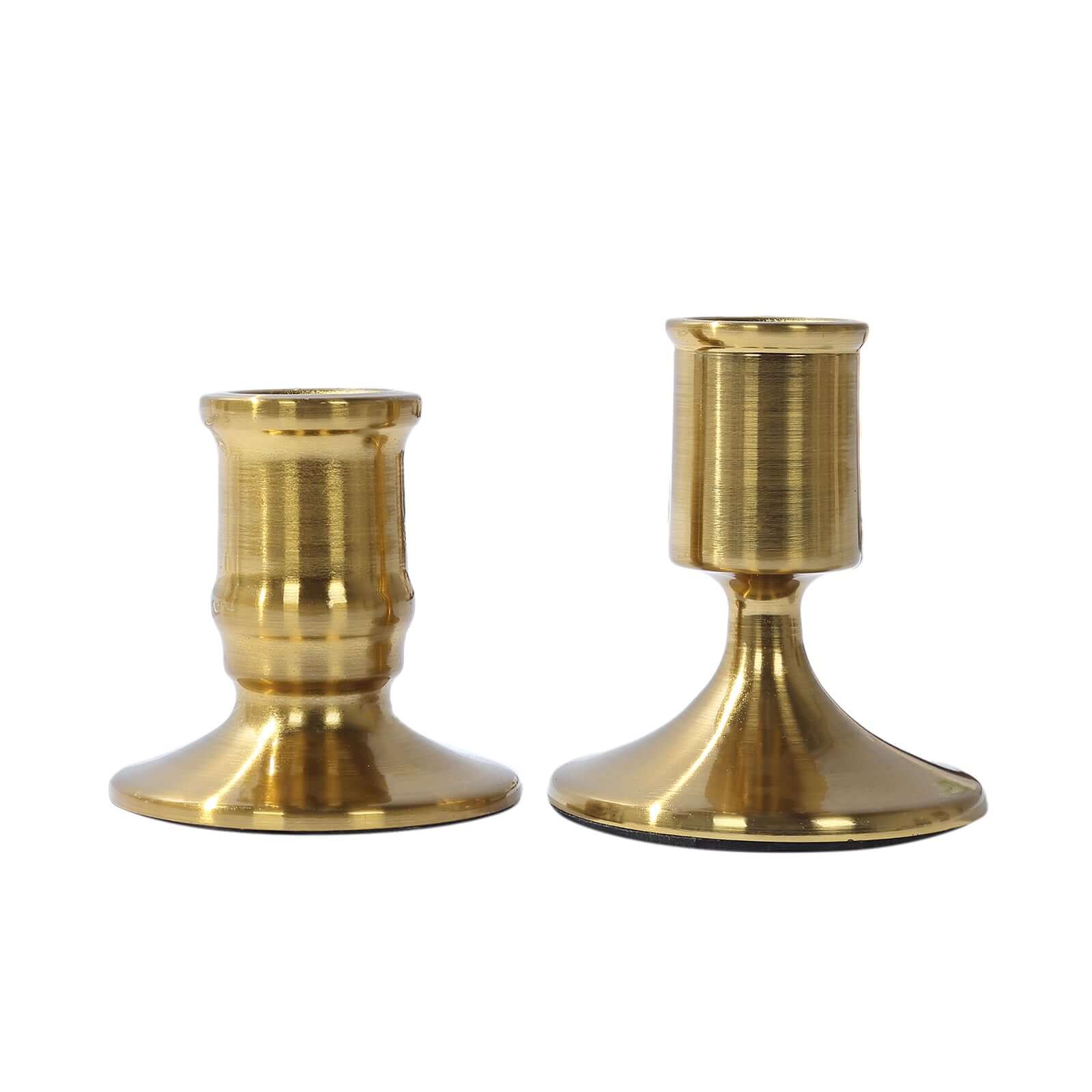 Set of 4 Metal Taper Candle Holders 2.5", 3" Vintage Gold with Sturdy Round Base - Traditional Pillar Candlestick Holders - Image 6
