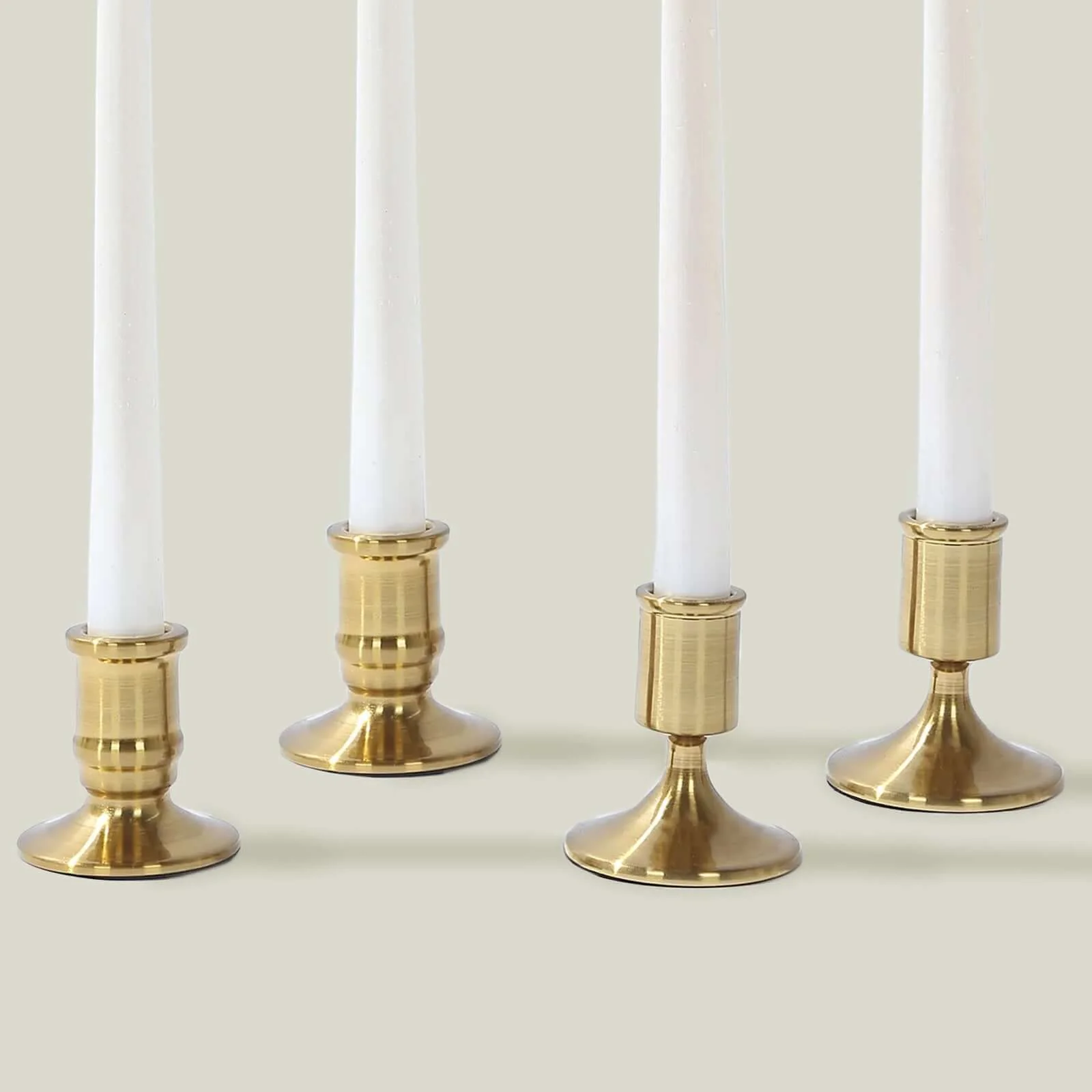 Set of 4 Metal Taper Candle Holders 2.5", 3" Vintage Gold with Sturdy Round Base - Traditional Pillar Candlestick Holders - Image 7