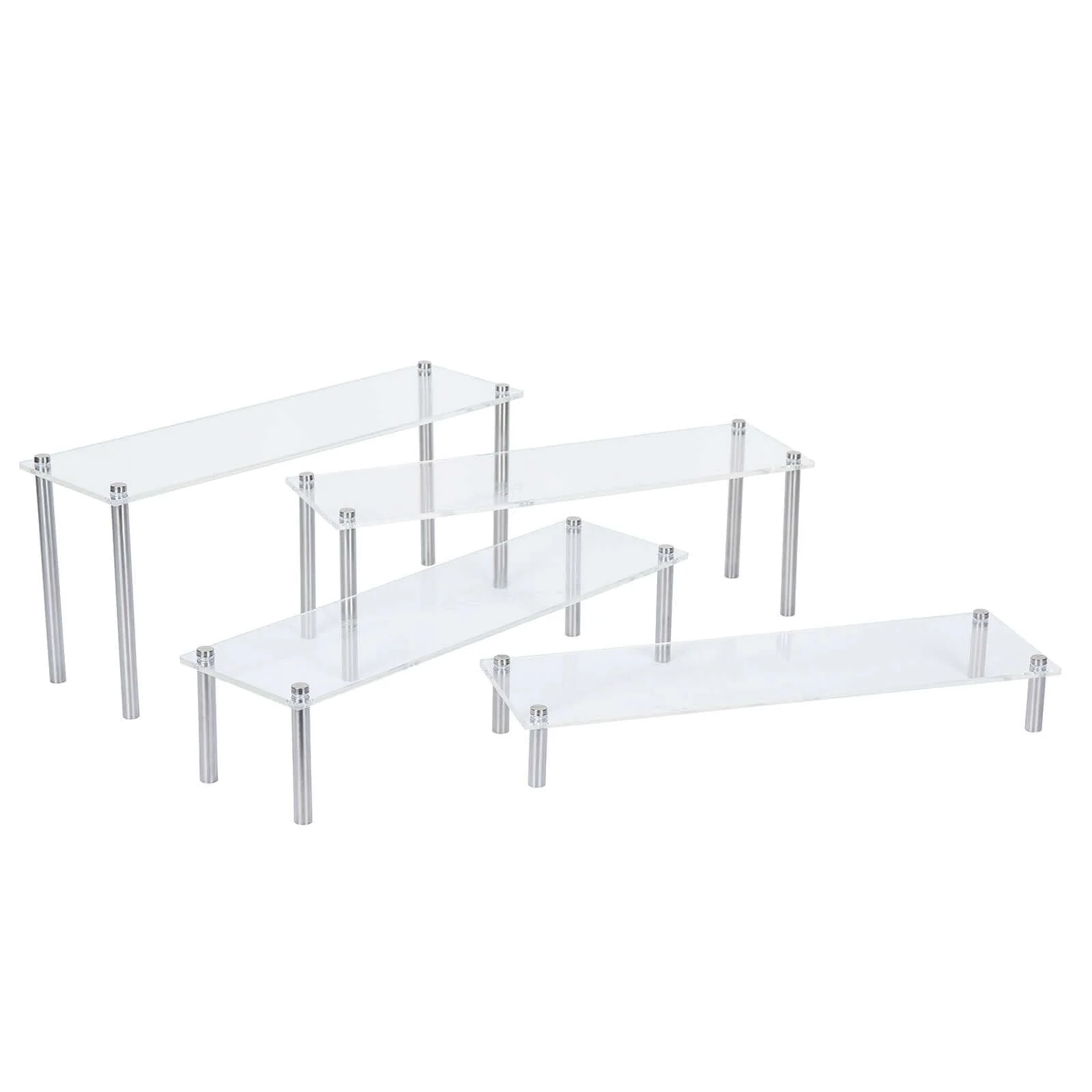 Set of 4 Premium Acrylic Dessert Display Stands Clear - Compact Buffet Riser Serving Tray Platter for Candy Dessert Table Decorations - Image 7