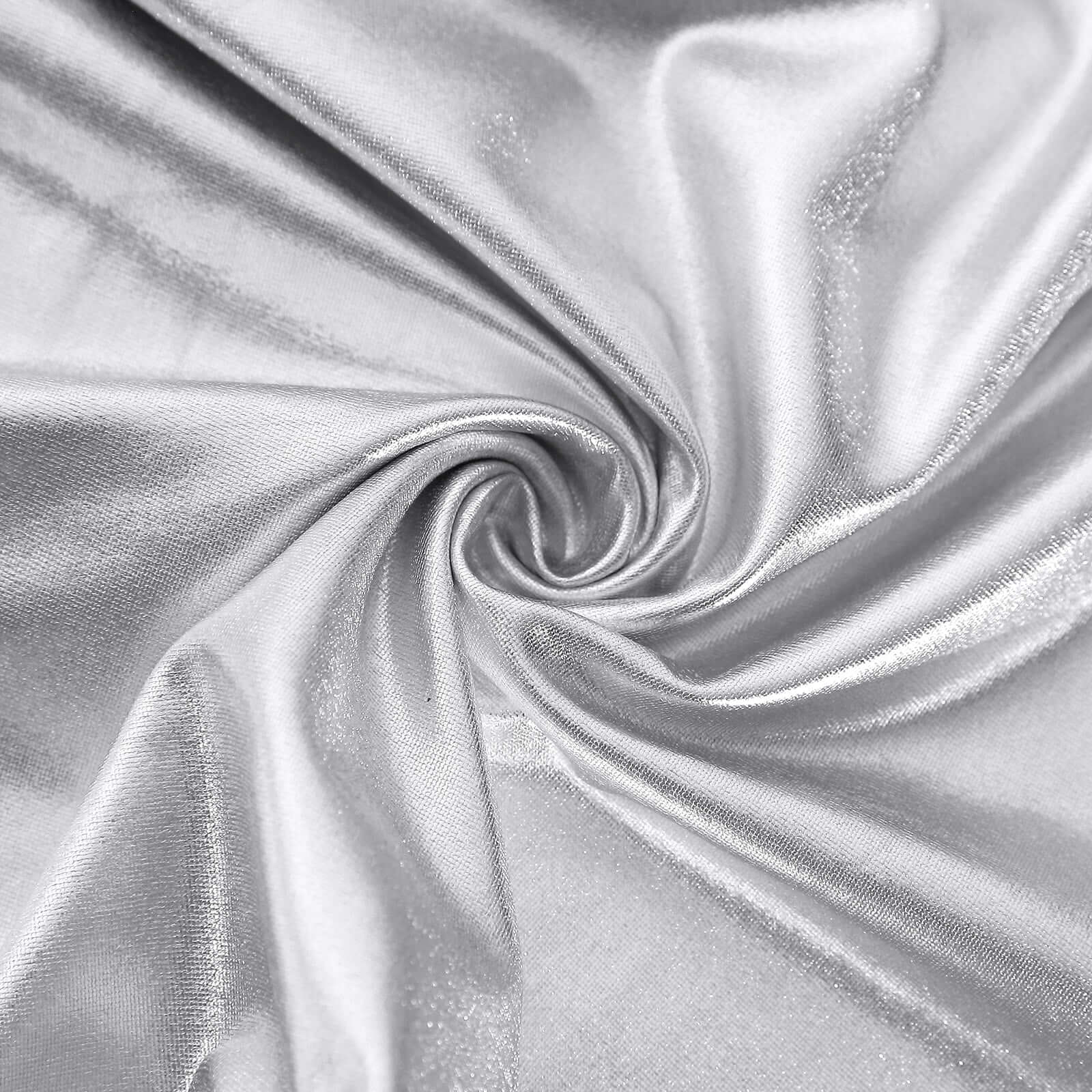 Set of 4 Silver Spandex Chiara Backdrop Stand Covers With Metallic Finish, Fitted Covers For Round Top Wedding Arches 4ft, 5ft, 6ft, 7ft - Image 11