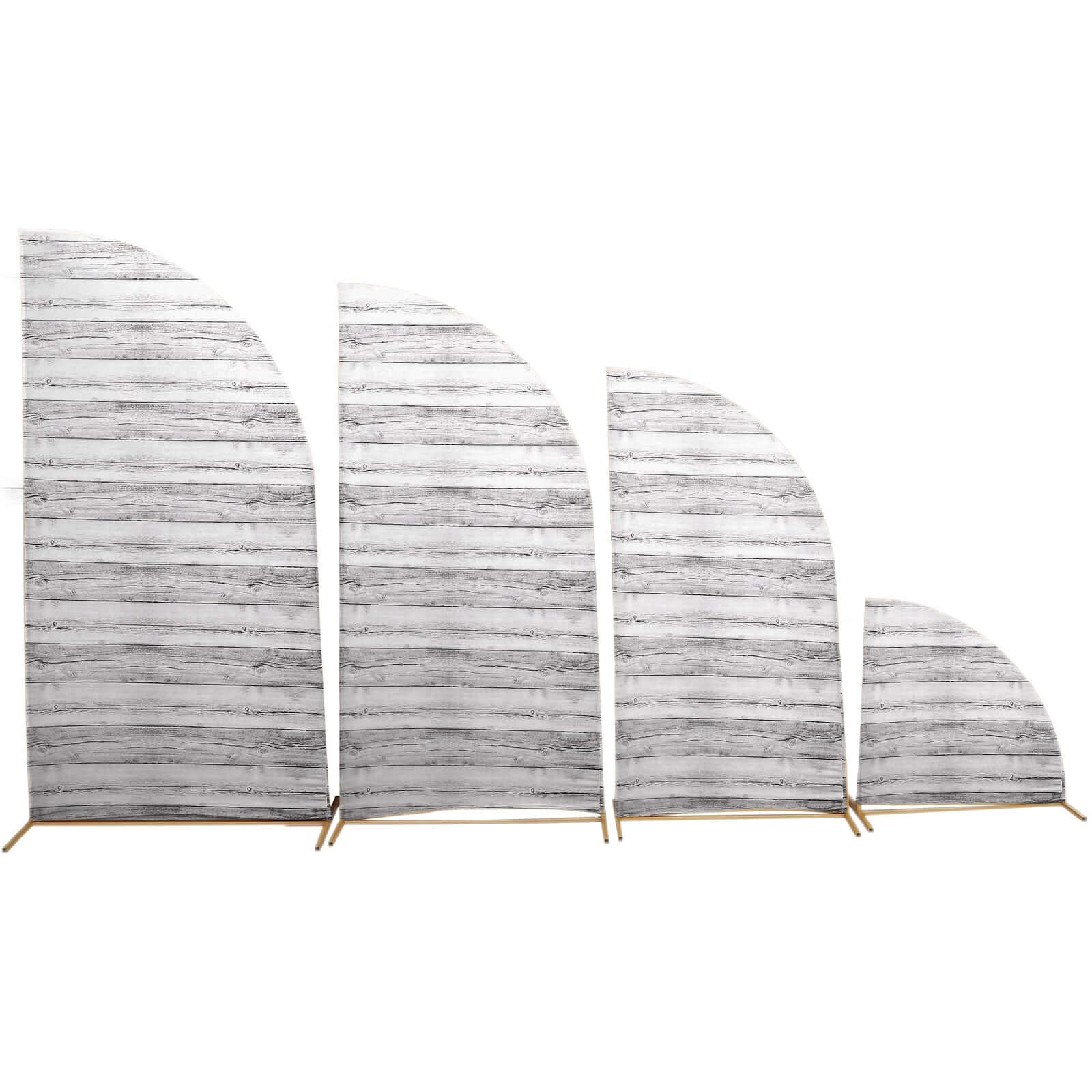 Set of 4 Whitewash Rustic Wood Print Spandex Chiara Backdrop Stand Covers, Fitted Covers For Half Moon Wedding Arches 2.5ft, 5ft, 6ft, 7ft - Image 7
