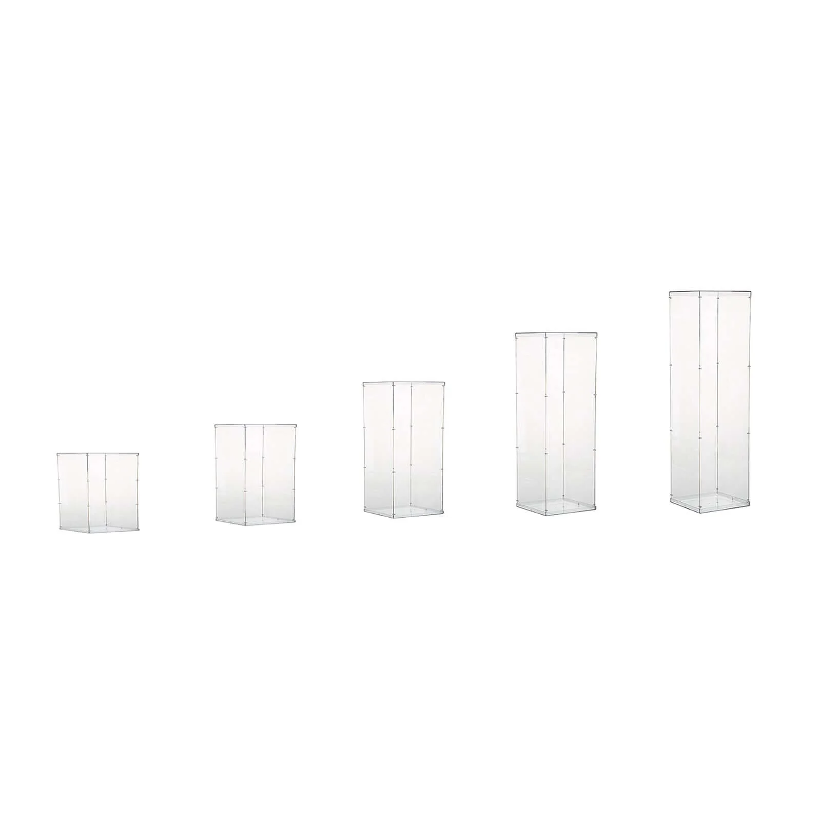 Set of 5 Clear Acrylic Pedestal Risers, Transparent Display Boxes with Interchangeable Lid and Base 12",16",24",32",40" - Image 6