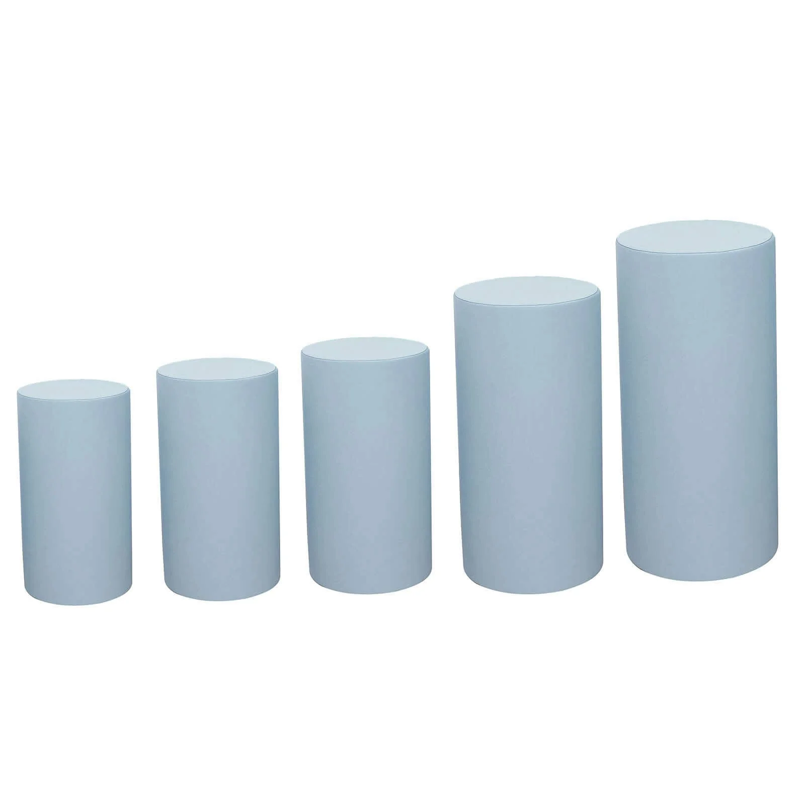 Set of 5 Dusty Blue Spandex Cylinder Pillar Prop Covers, Stretchable Pedestal Stand Covers - 160 GSM - Image 6
