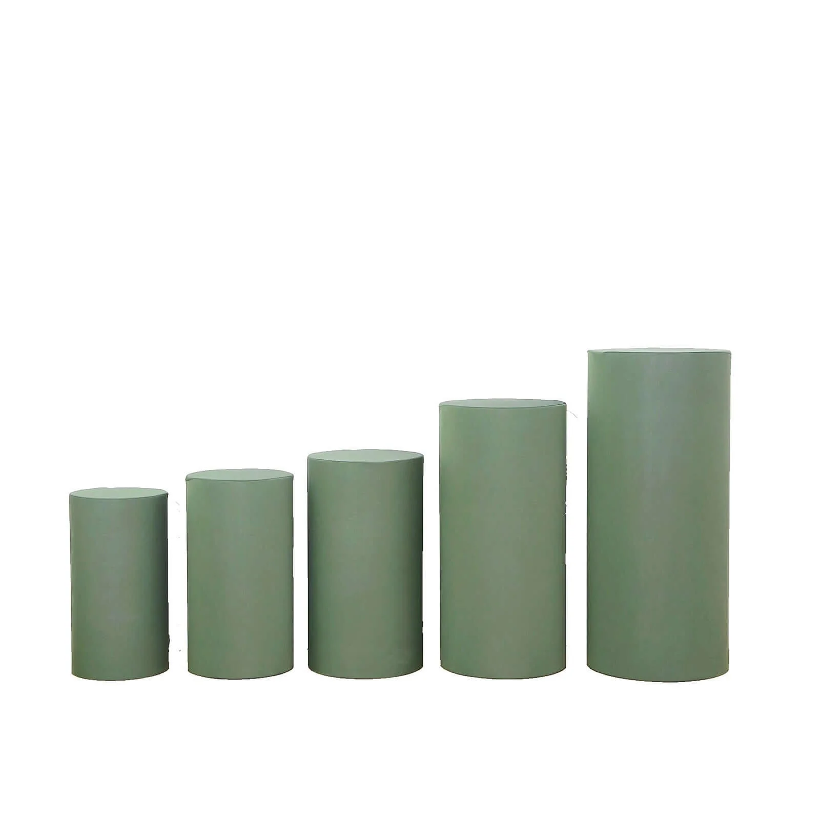 Set of 5 Dusty Sage Green Spandex Cylinder Pillar Prop Covers, Stretchable Pedestal Stand Covers - 160 GSM - Image 6