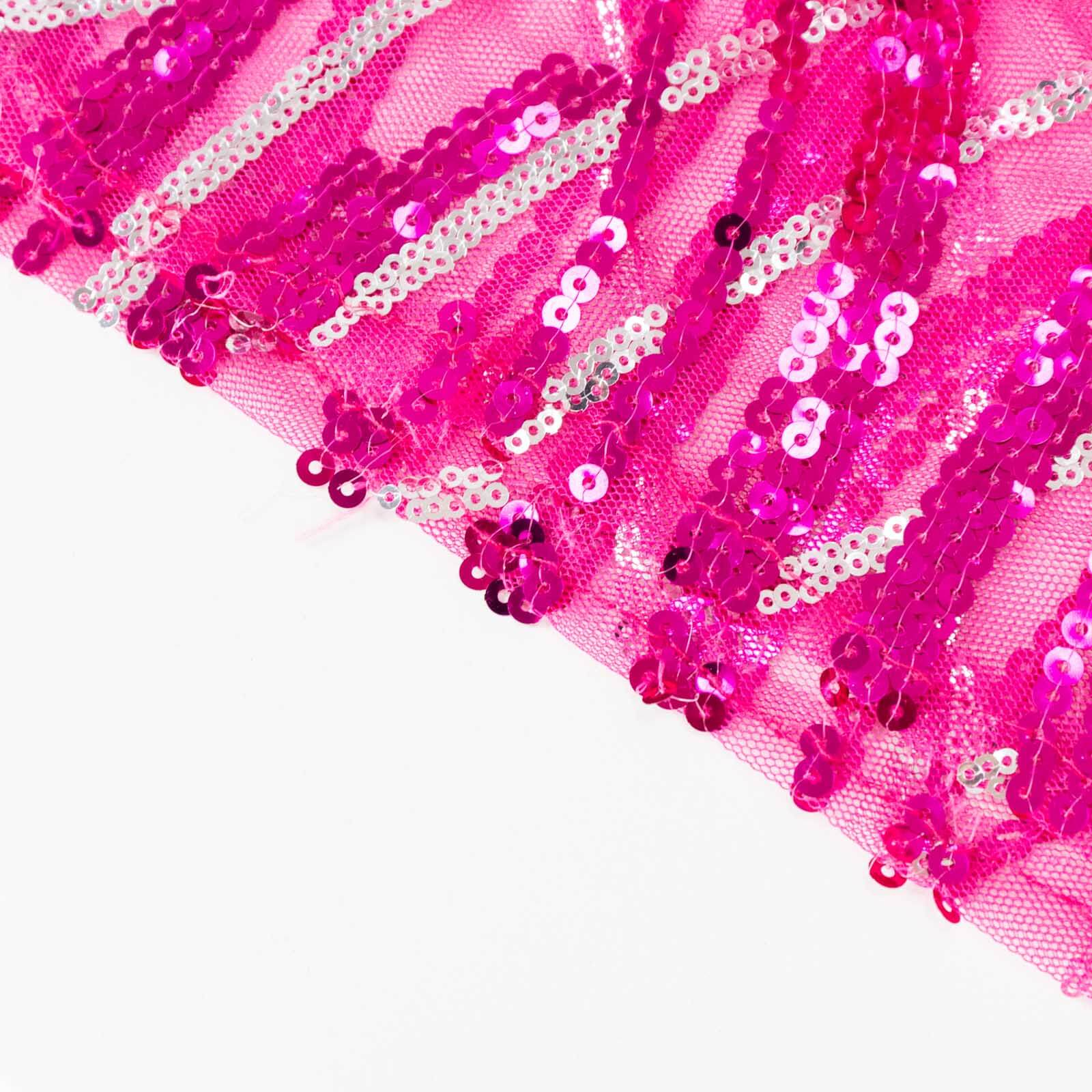 Set of 5 Fuchsia Wave Mesh Cylinder Pillar Prop Covers with Embroidered Sequins, Premium Pedestal Stand Covers - 160 GSM - Image 14