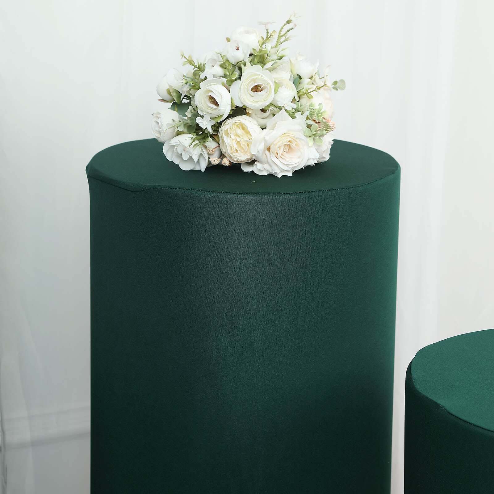 Set of 5 Hunter Emerald Green Spandex Cylinder Pillar Prop Covers, Stretchable Pedestal Stand Covers - 160 GSM - Image 7