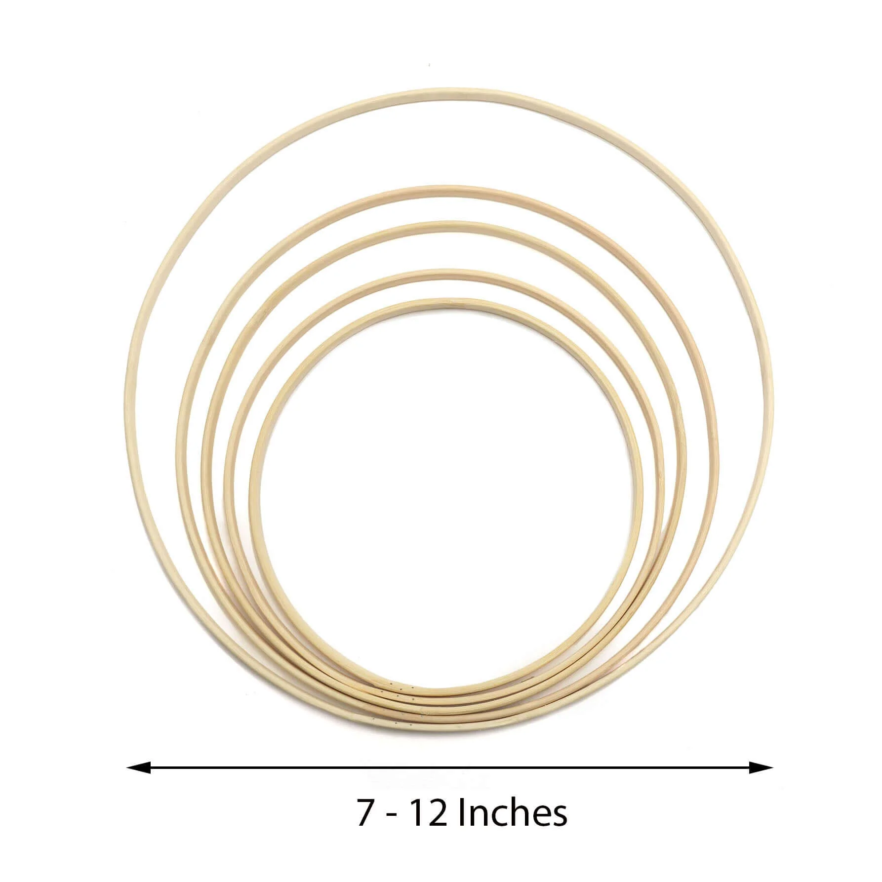 Set of 5 Natural Wooden Rings for Crafts, Floral Hoop Wreath - Image 3