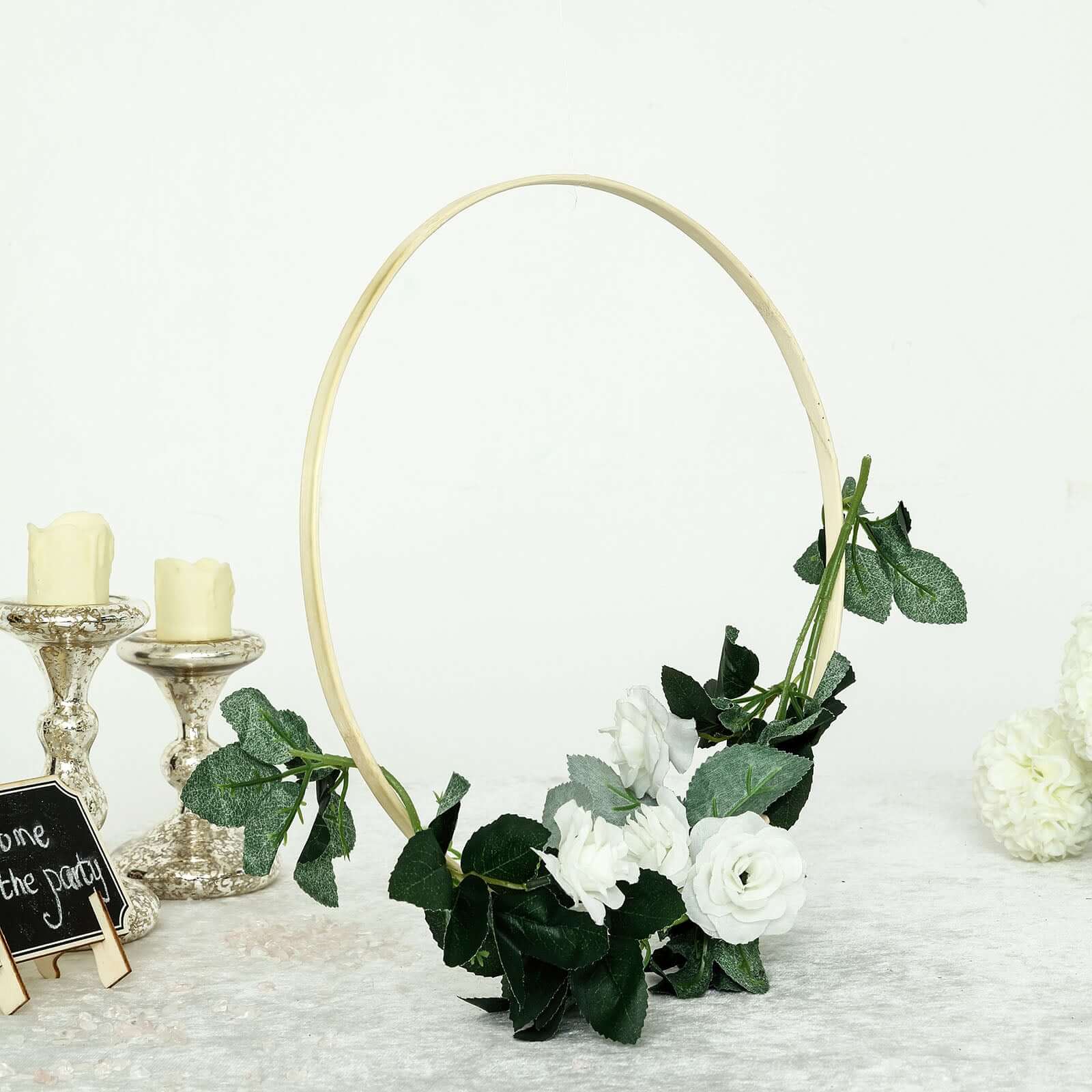 Set of 5 Natural Wooden Rings for Crafts, Floral Hoop Wreath - Image 9