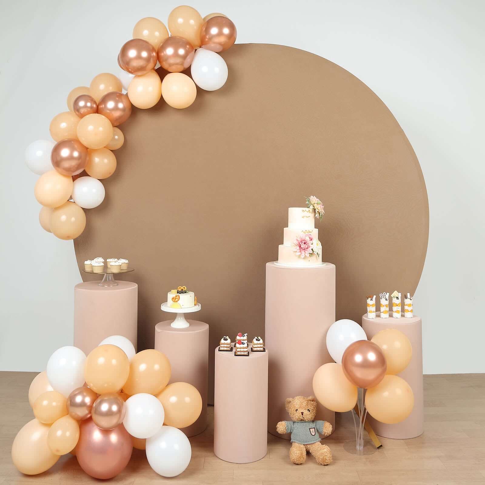 Set of 5 Nude Spandex Cylinder Pillar Prop Covers, Stretchable Pedestal Stand Covers - 160 GSM - Image 2
