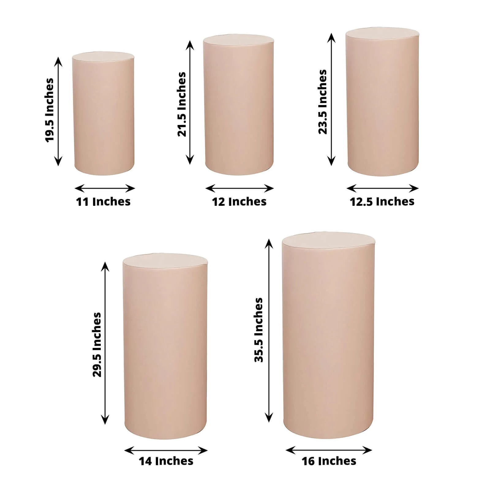 Set of 5 Nude Spandex Cylinder Pillar Prop Covers, Stretchable Pedestal Stand Covers - 160 GSM - Image 3