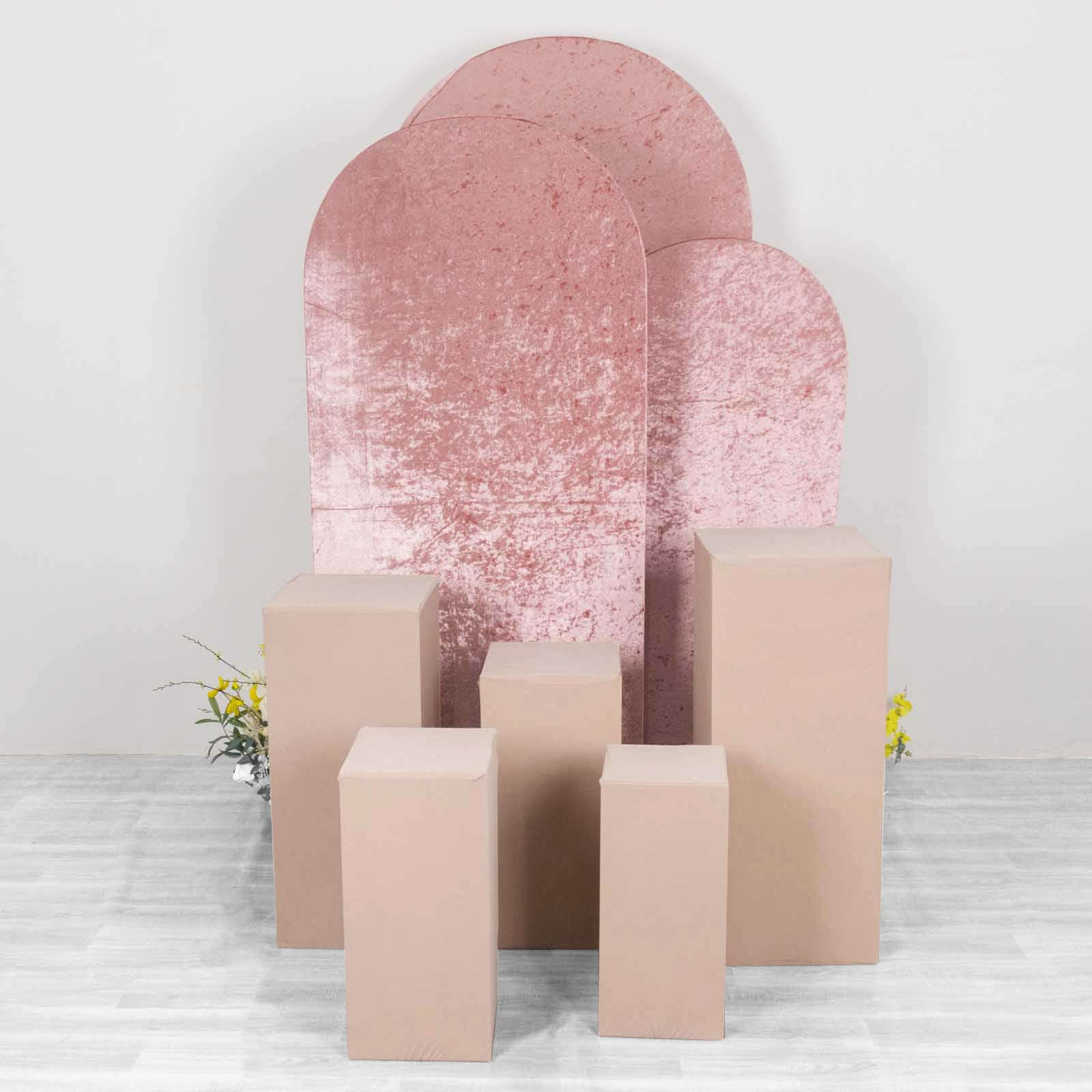 Set of 5 Nude Spandex Rectangle Pillar Prop Covers, Stretchable Pedestal Stand Covers - 160 GSM - Image 10