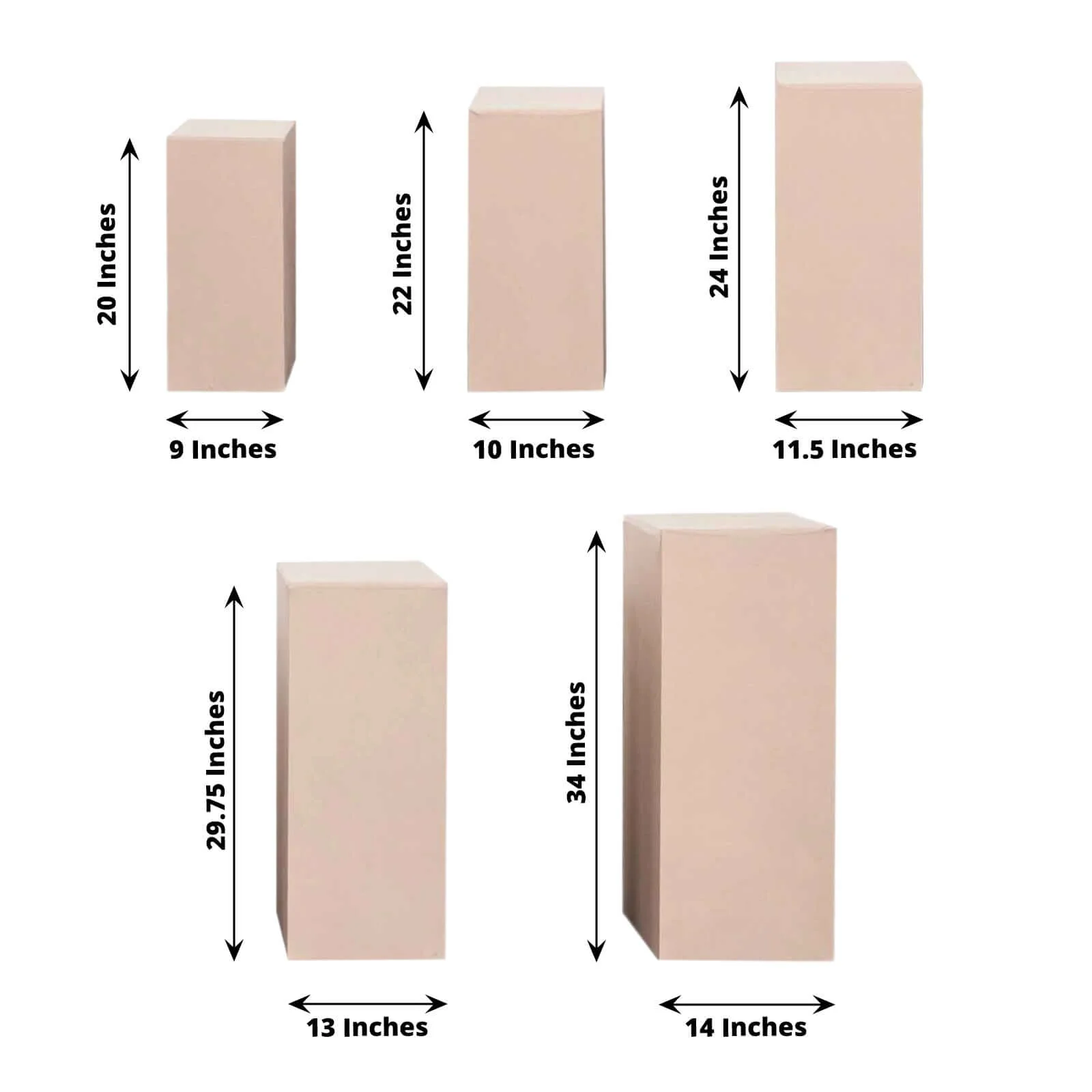 Set of 5 Nude Spandex Rectangle Pillar Prop Covers, Stretchable Pedestal Stand Covers - 160 GSM - Image 3